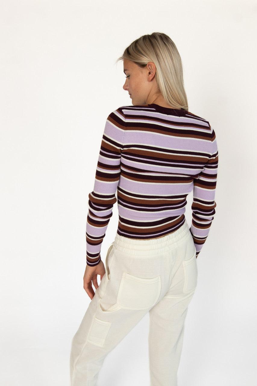 Purple Striped Pullover Sweater Product Image