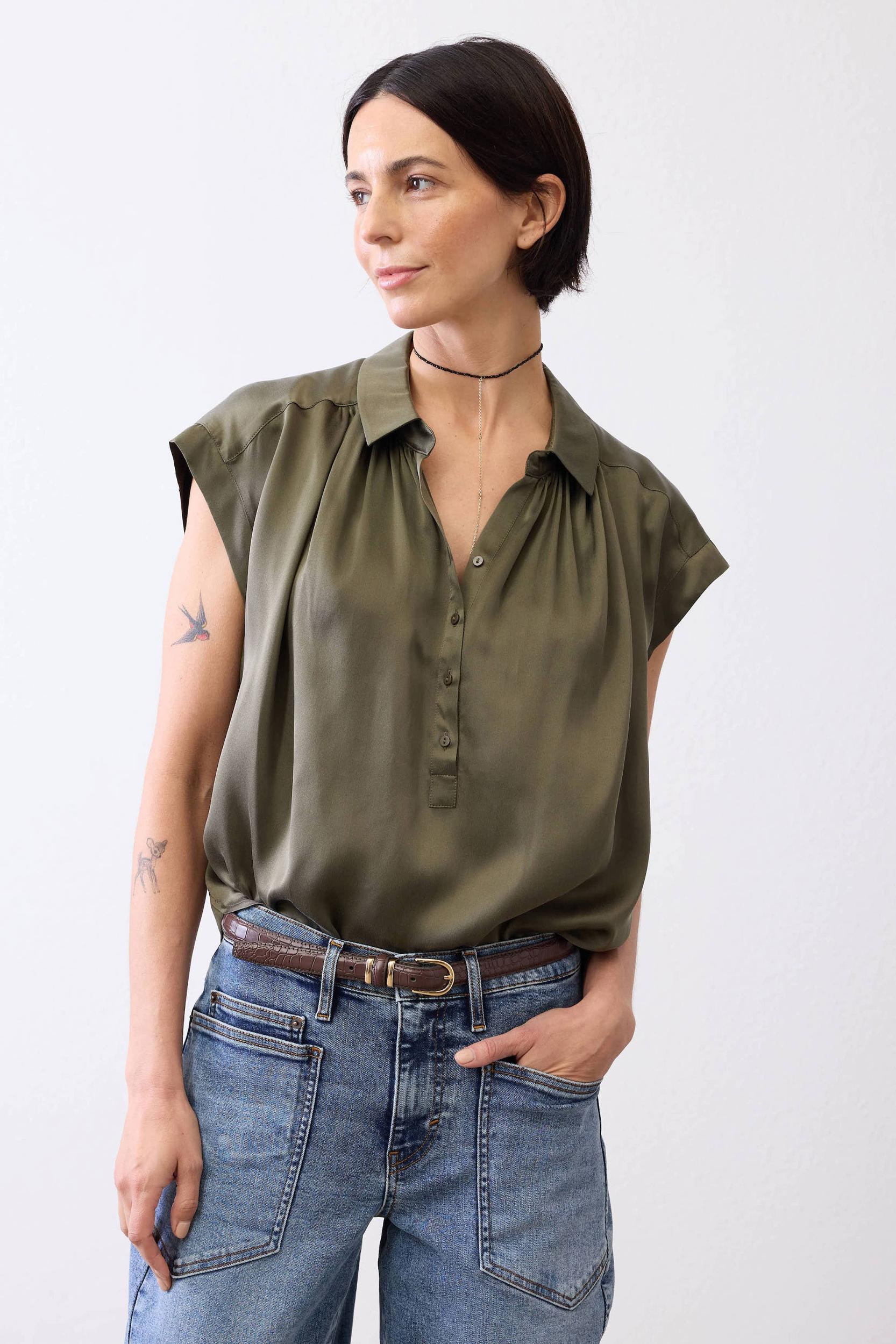 The Nonchalant Oversized Silk Blouse Product Image