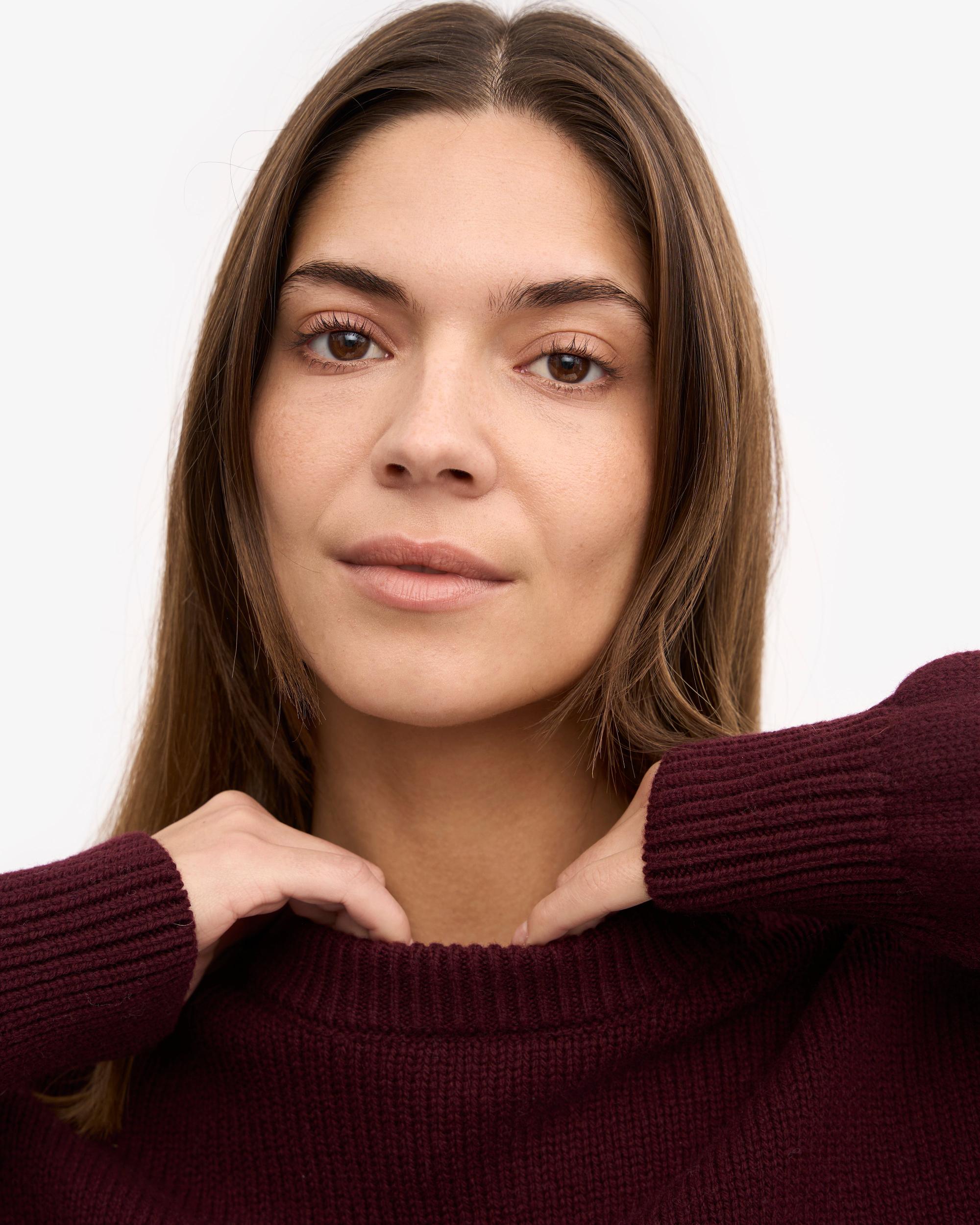 Oversized Merino Wool Crew - Oxblood Red Product Image