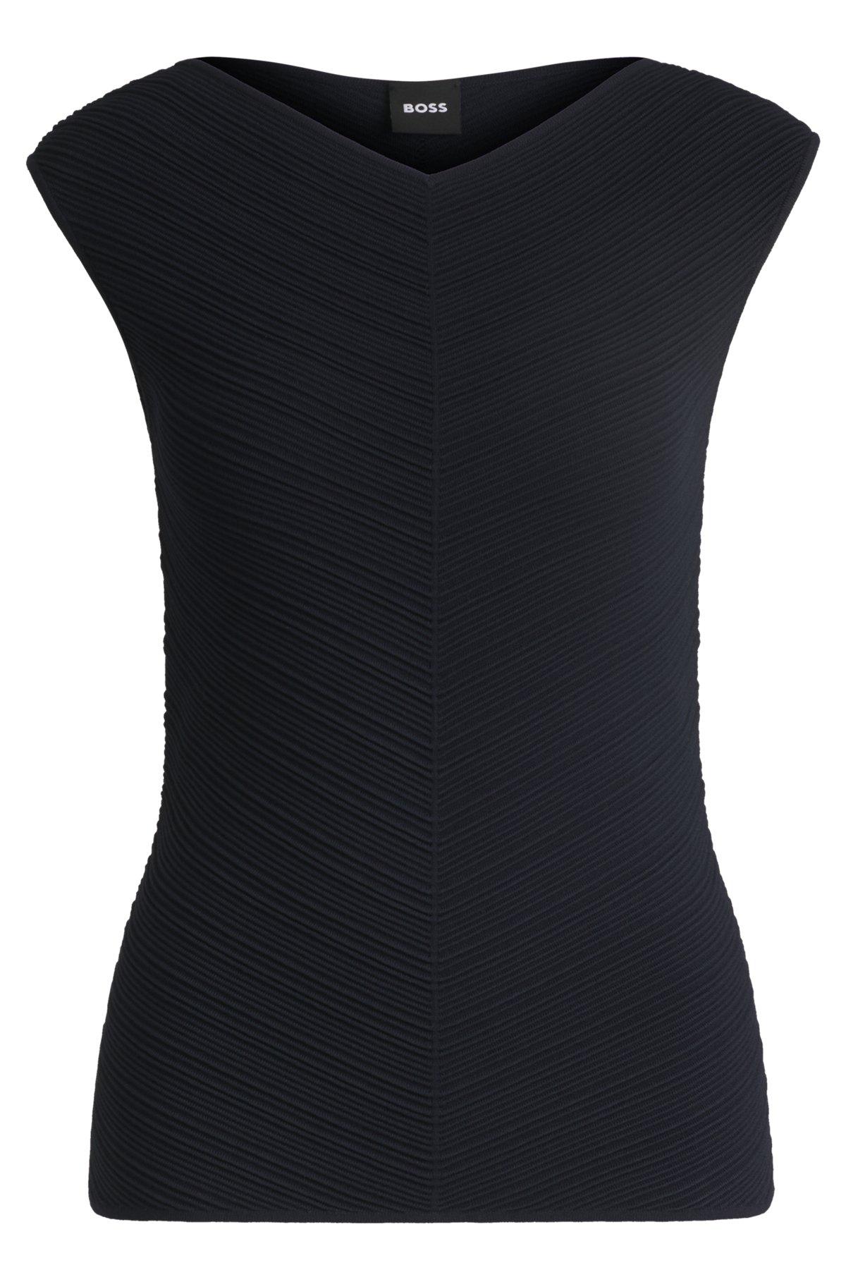 V-neck top with knitted structure Product Image