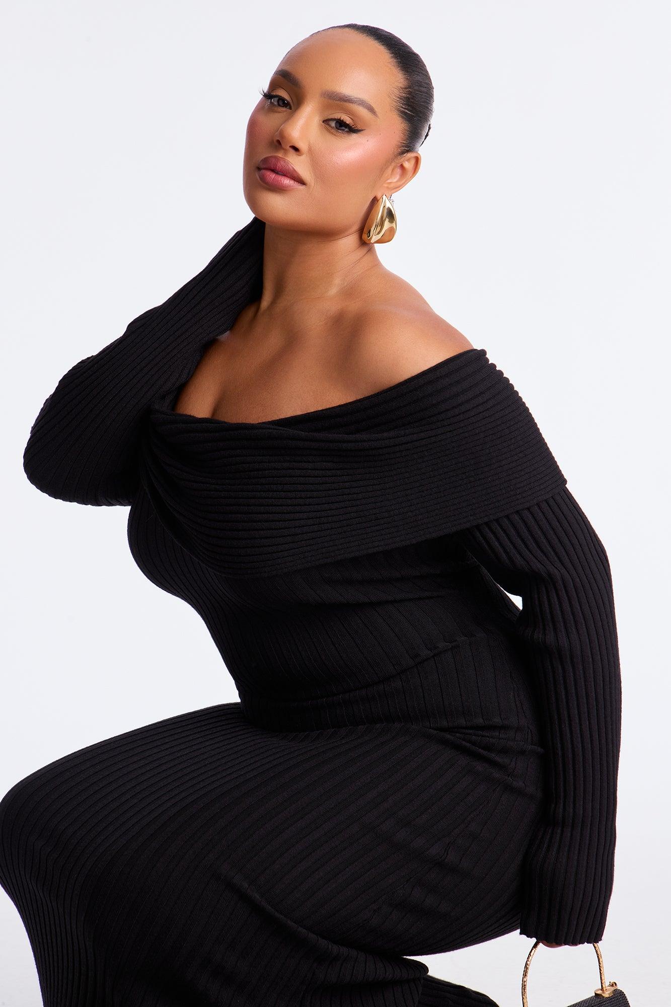 GF Material Sweater Maxi Dress - Black Female Product Image