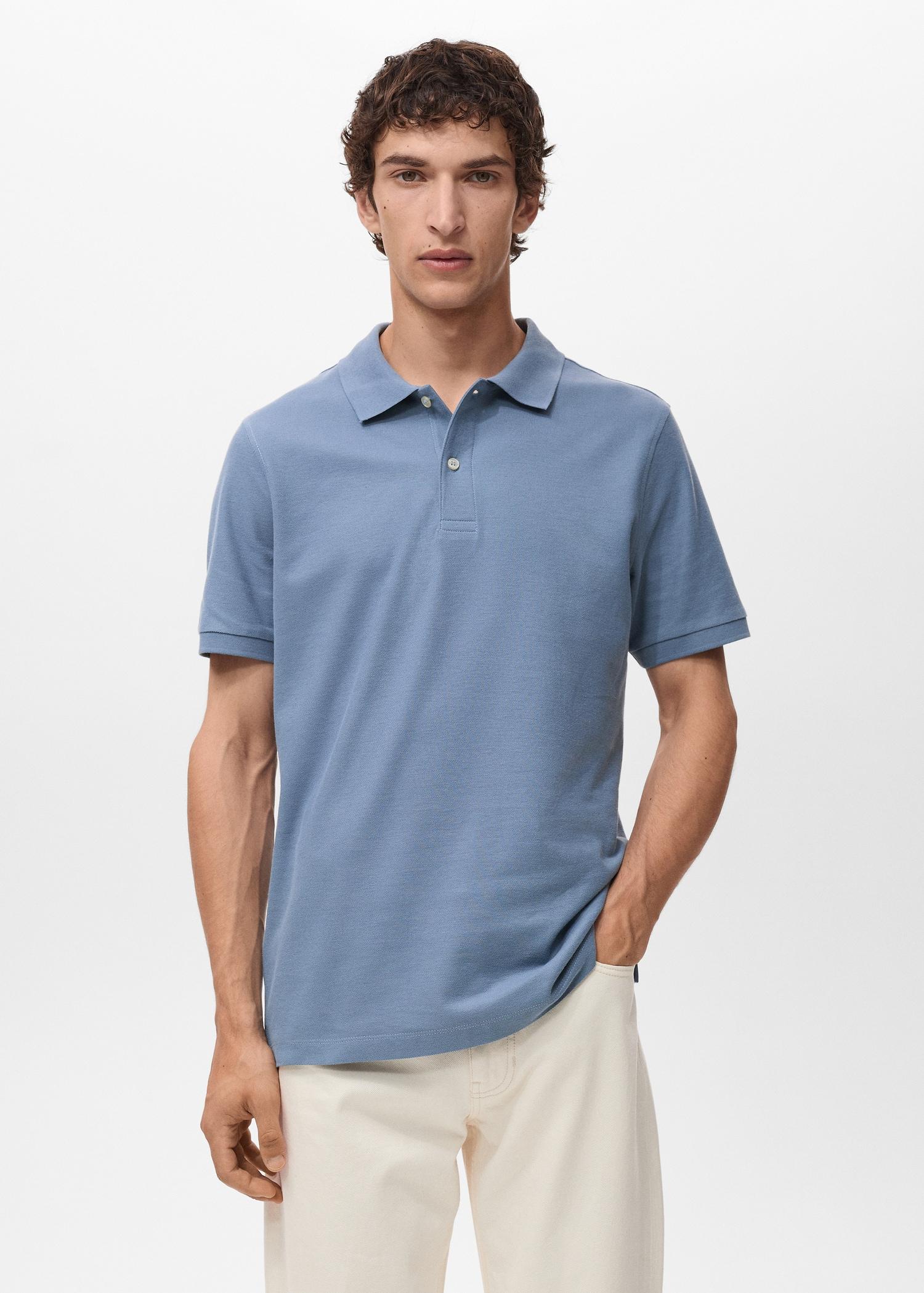 Regular-fit cotton piqué polo shirt - Men | MANGO USA Product Image