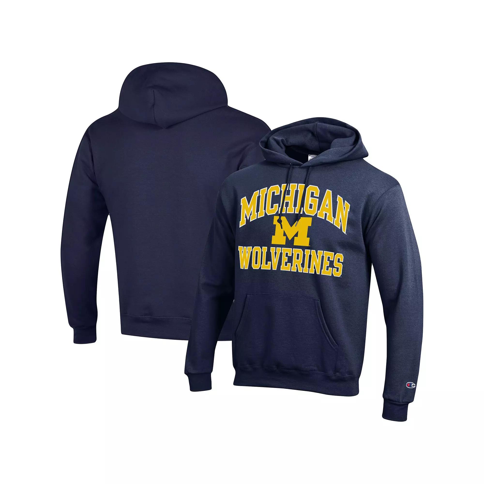 Men's Champion Navy Michigan Wolverines High Motor Pullover Hoodie,  Product Image