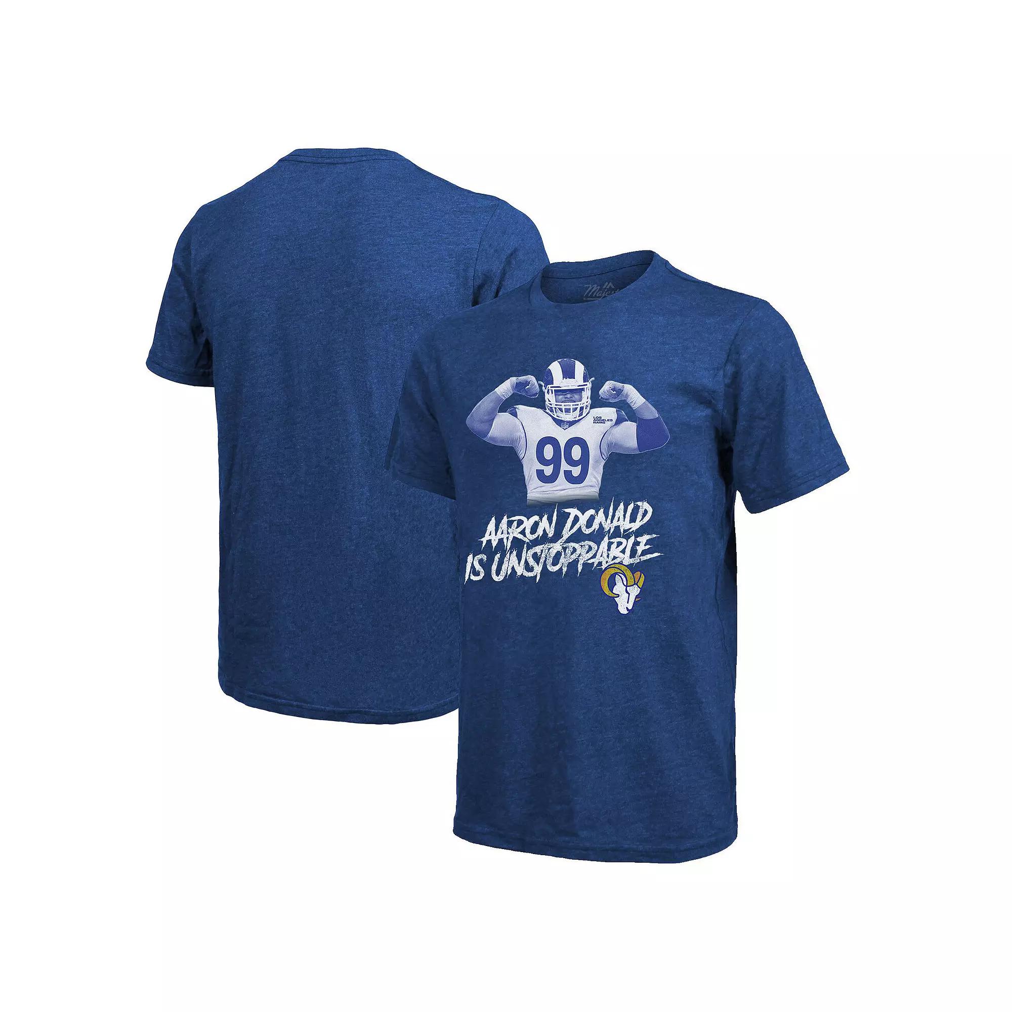 Men's Majestic Threads Aaron Donald Royal Los Angeles Rams Tri-Blend Player T-Shirt,  Product Image
