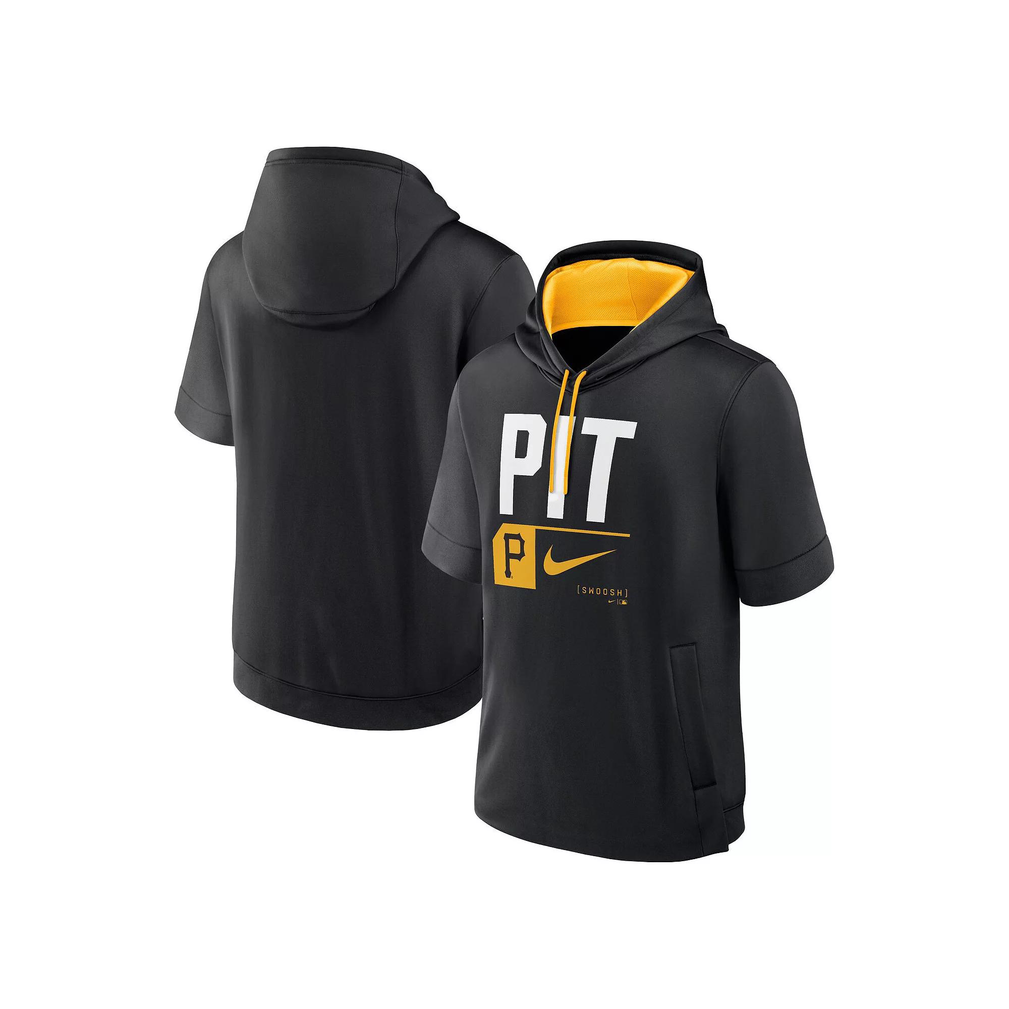 Men's Nike Black Pittsburgh Pirates Tri Code Lockup Short Sleeve Pullover Hoodie,  Product Image