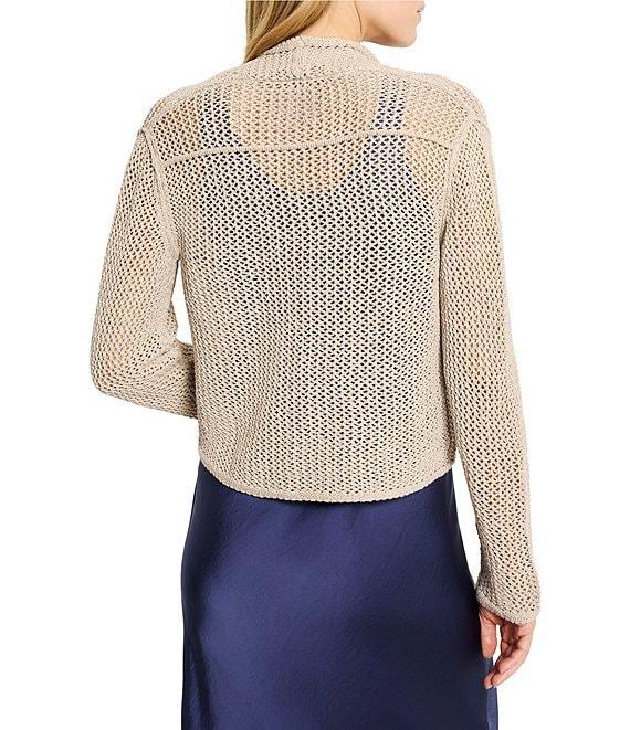 NIC + ZOE Open Mesh Knit Cocoon Open Front Long Sleeve Cardigan Product Image