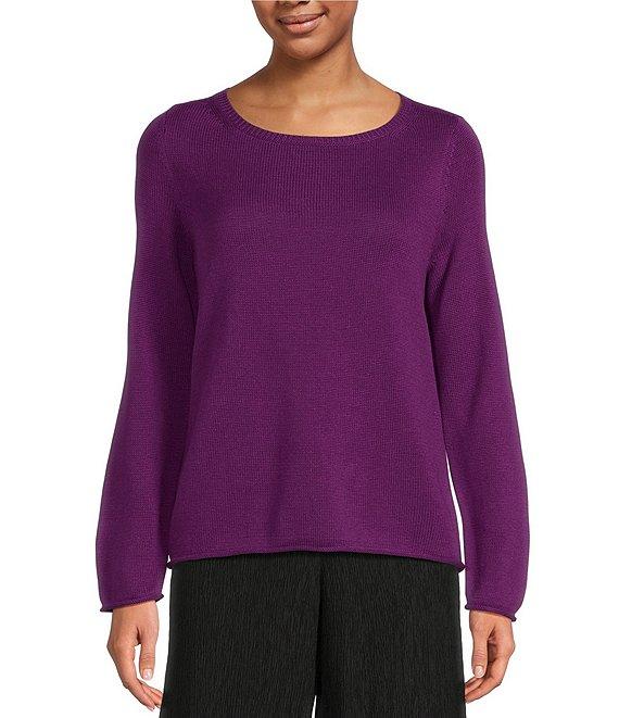 Eileen Fisher Peruvian Cotton Blend Boat Neck Long Sleeve Sweater Product Image