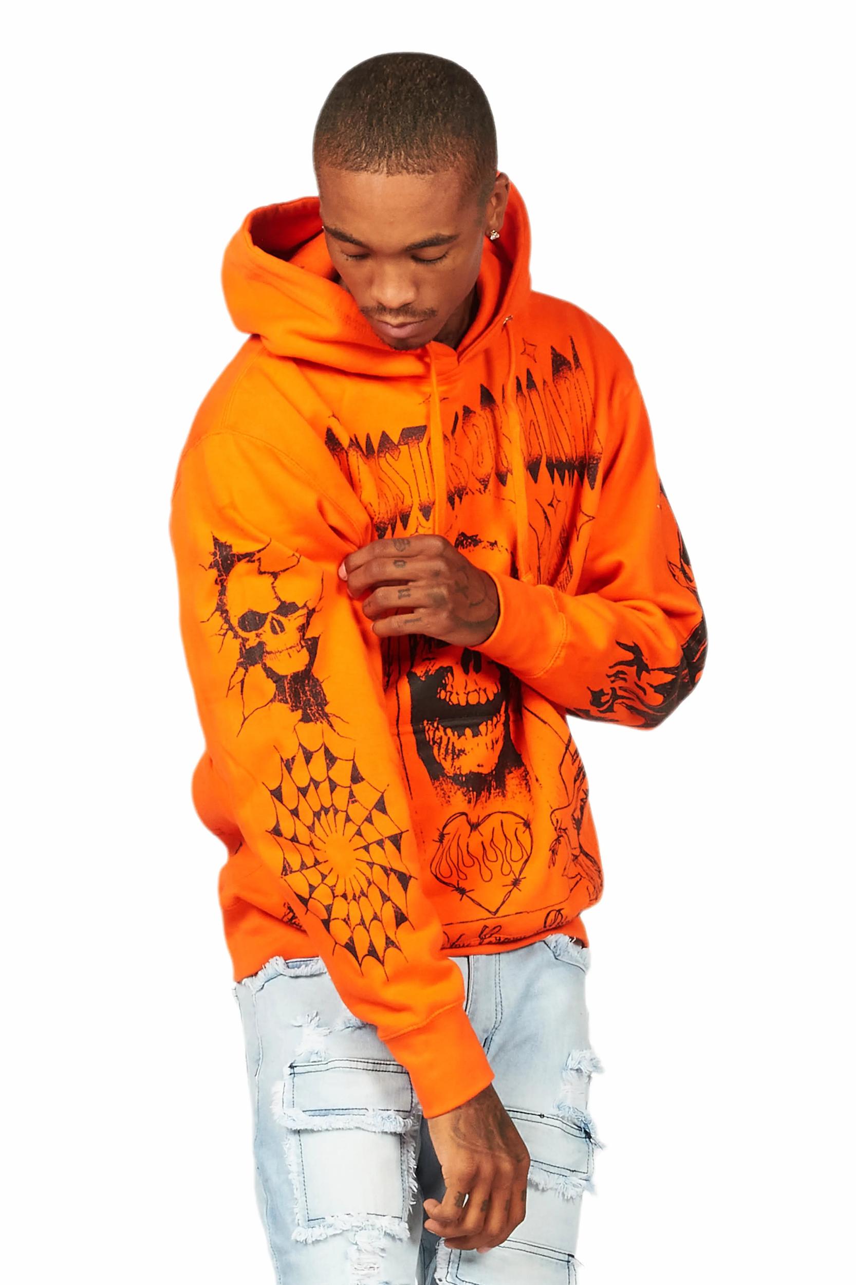 Pogboom Orange Graphic Hoodie Male Product Image