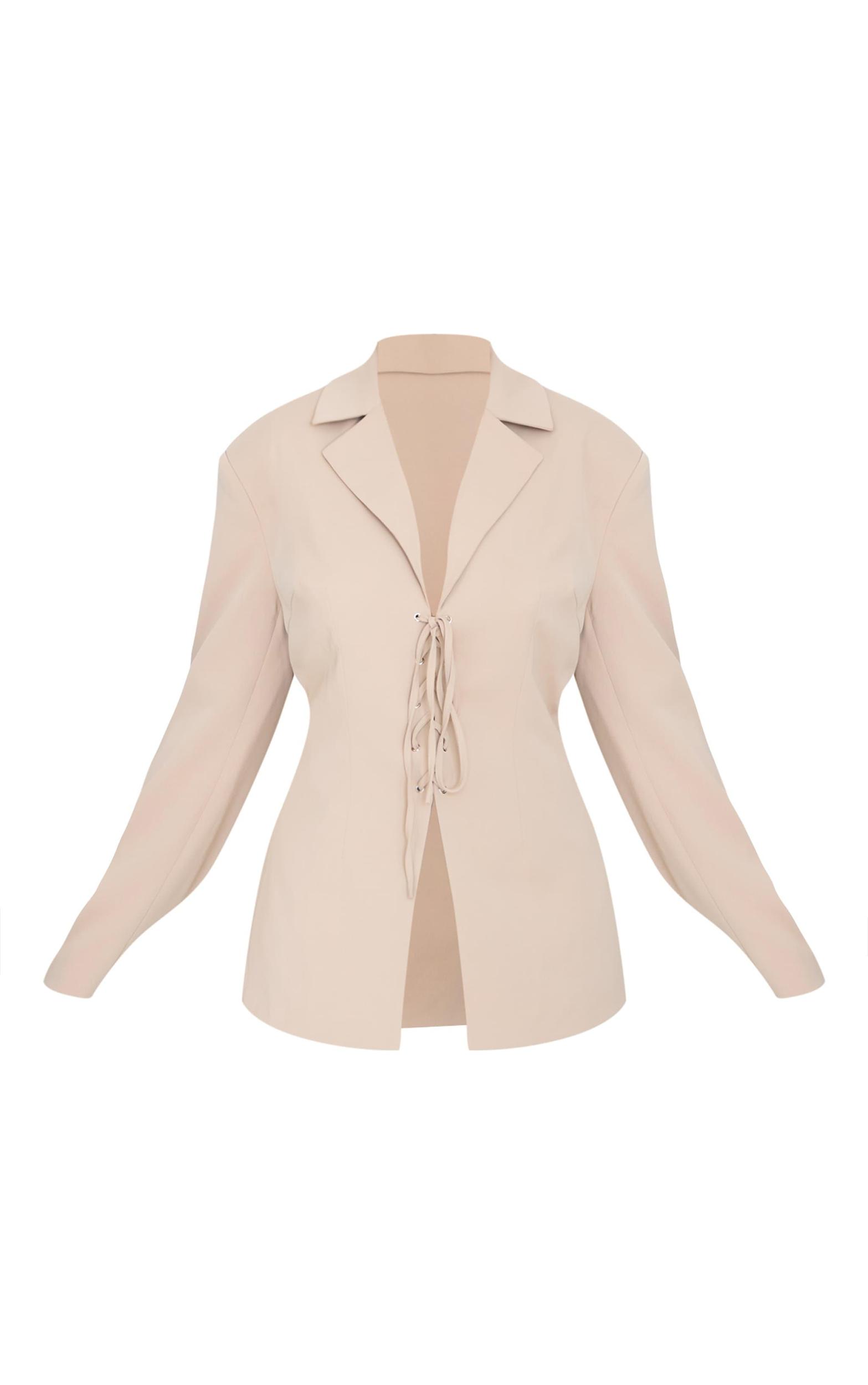  Plus Stone Lace Up Tie Front Blazer Product Image