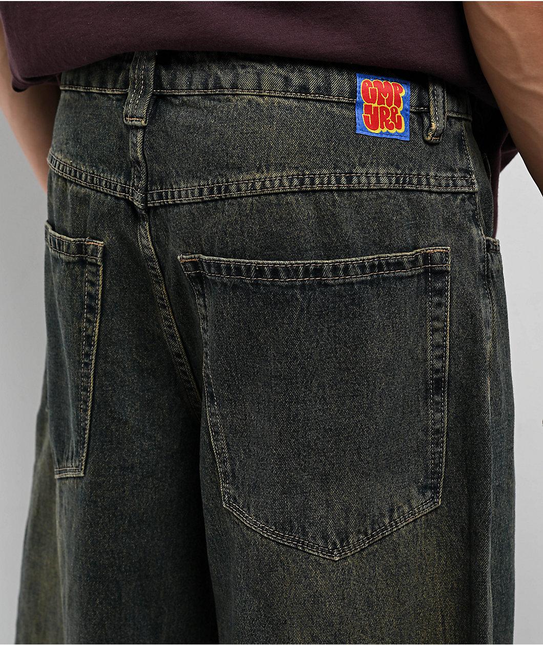 Empyre Dirty Dark Blue Wash Ultra Wide Skate Jeans Product Image