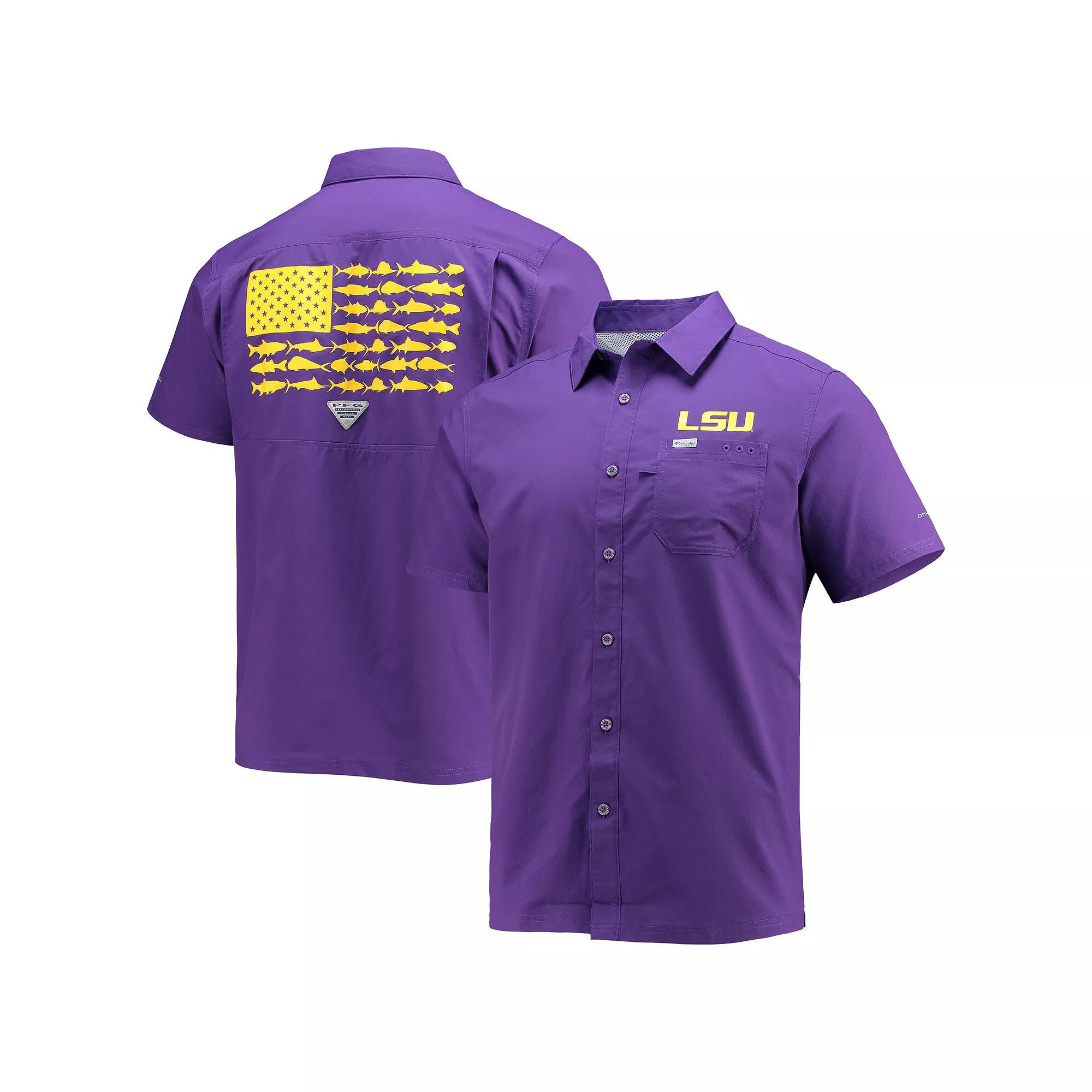 Columbia Men's Collegiate PFG Slack Tide Camp Shirt - LSU- Product Image