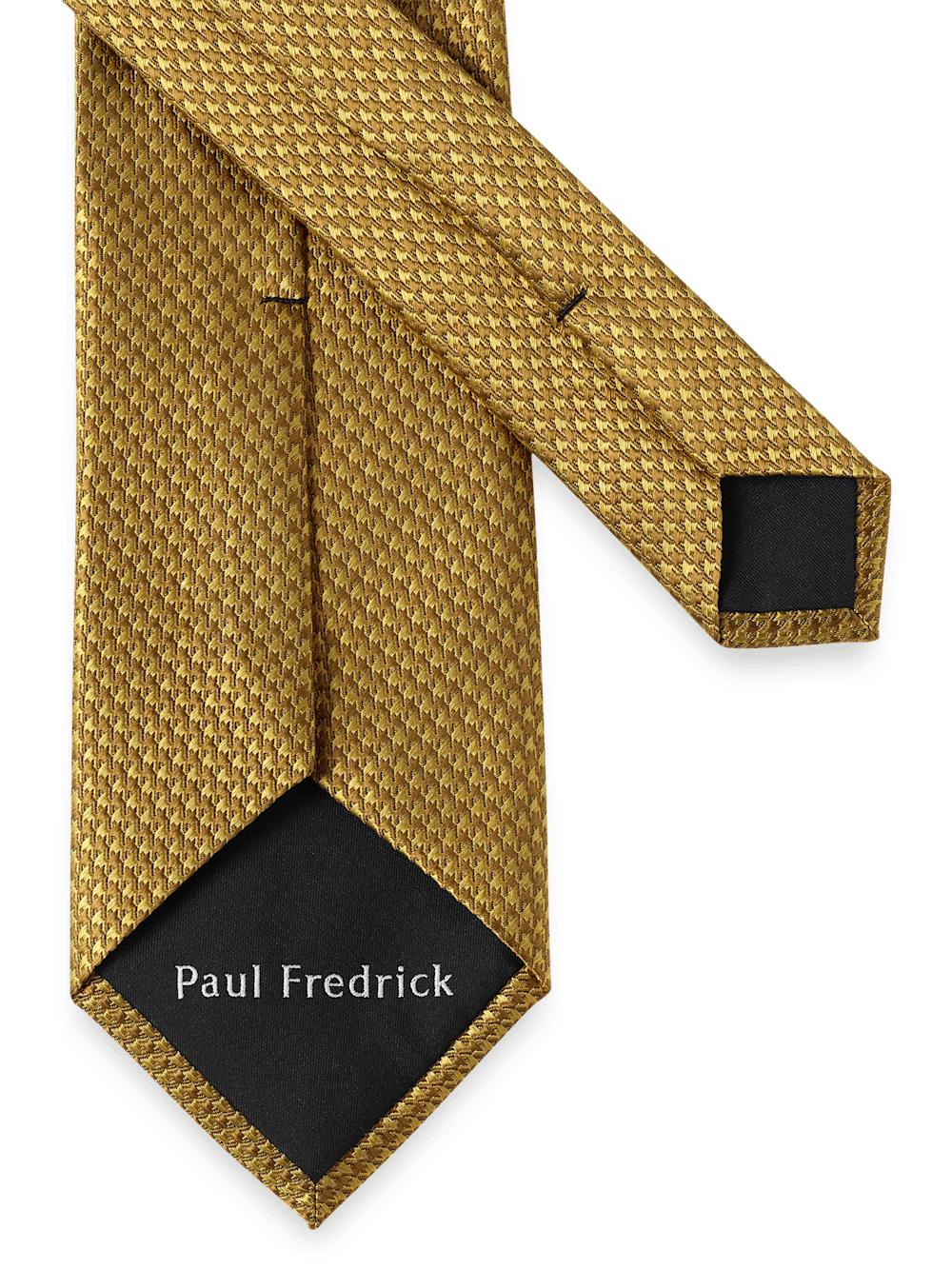 Houndstooth Woven Silk Tie - Gold Product Image