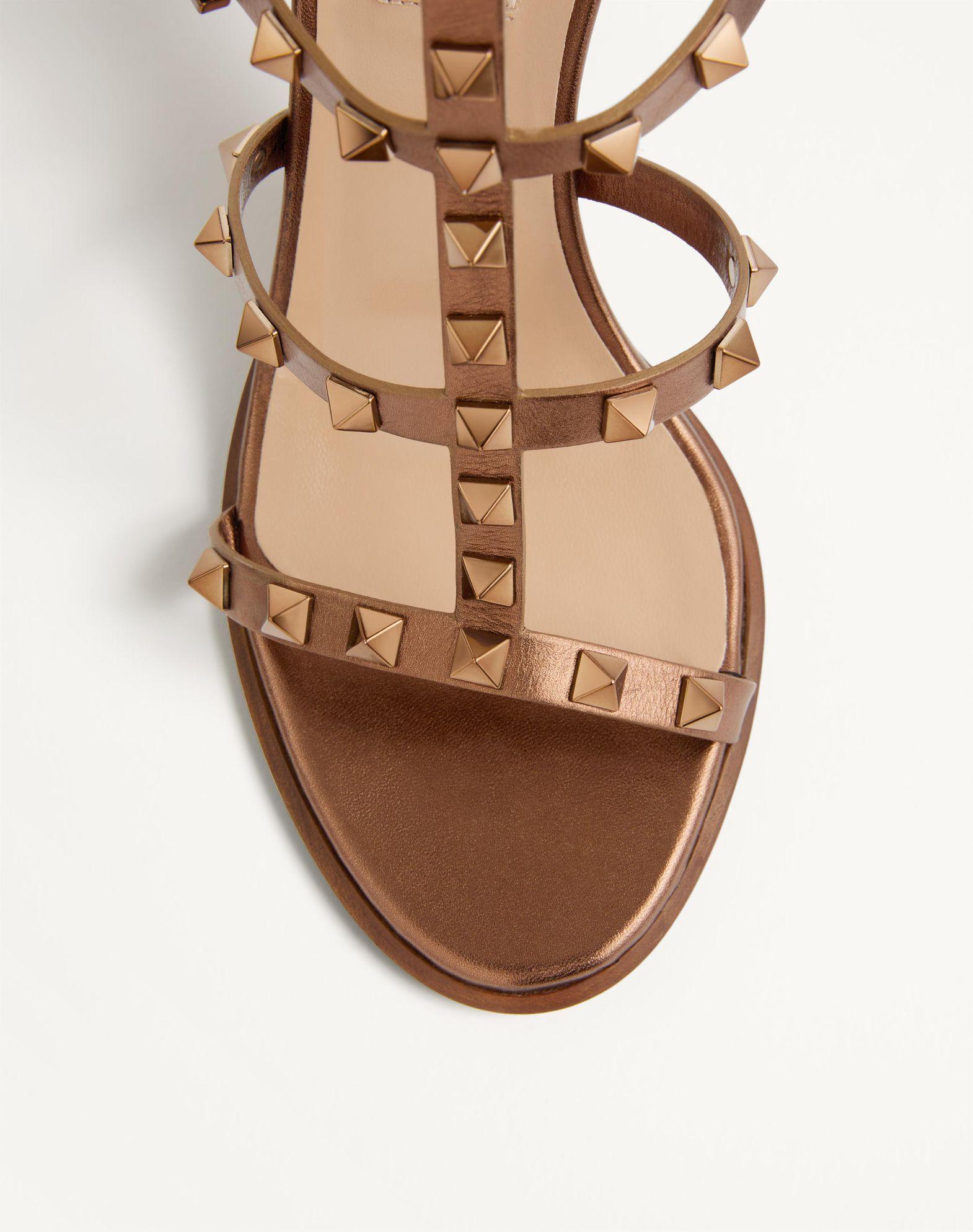 Rockstud Metallic Calfskin Leather Ankle Strap Sandal 90 Mm Product Image