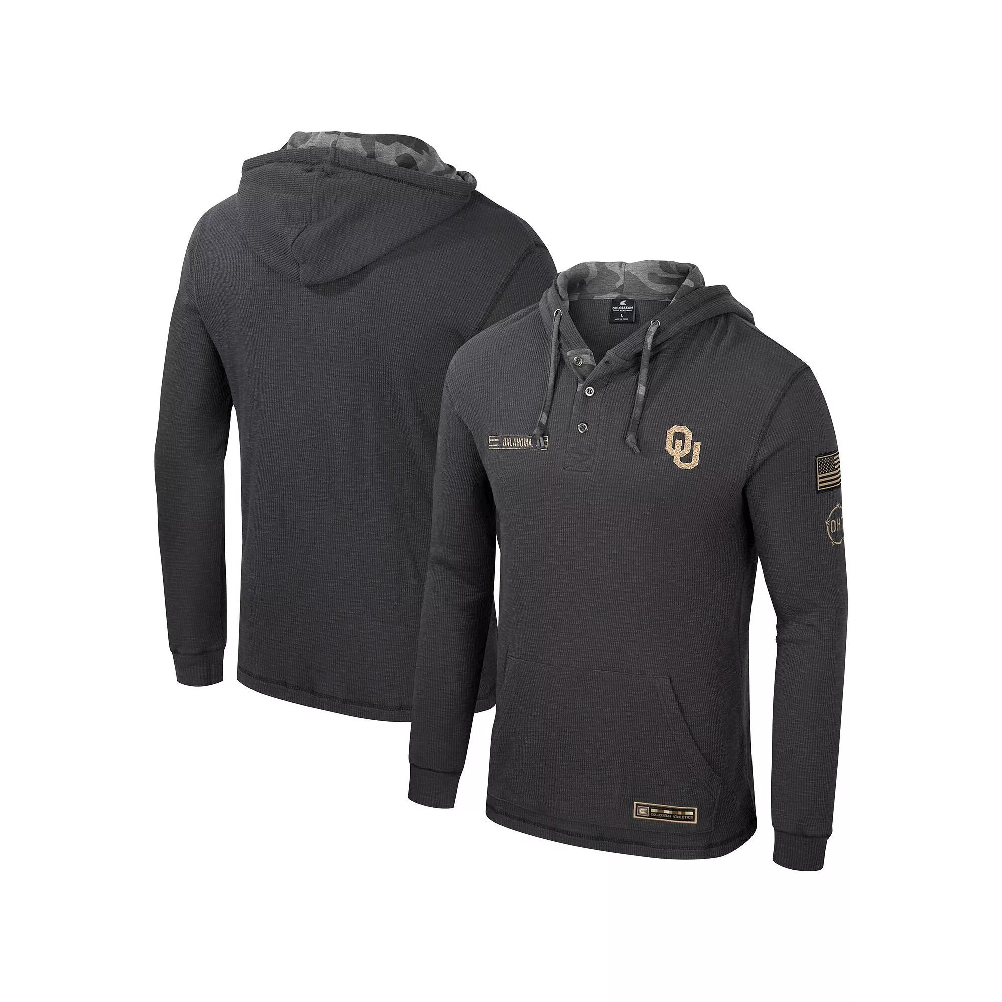 Men's Colosseum Charcoal Oklahoma Sooners OHT Military Appreciation Henley Pullover Hoodie, Size: Large Product Image
