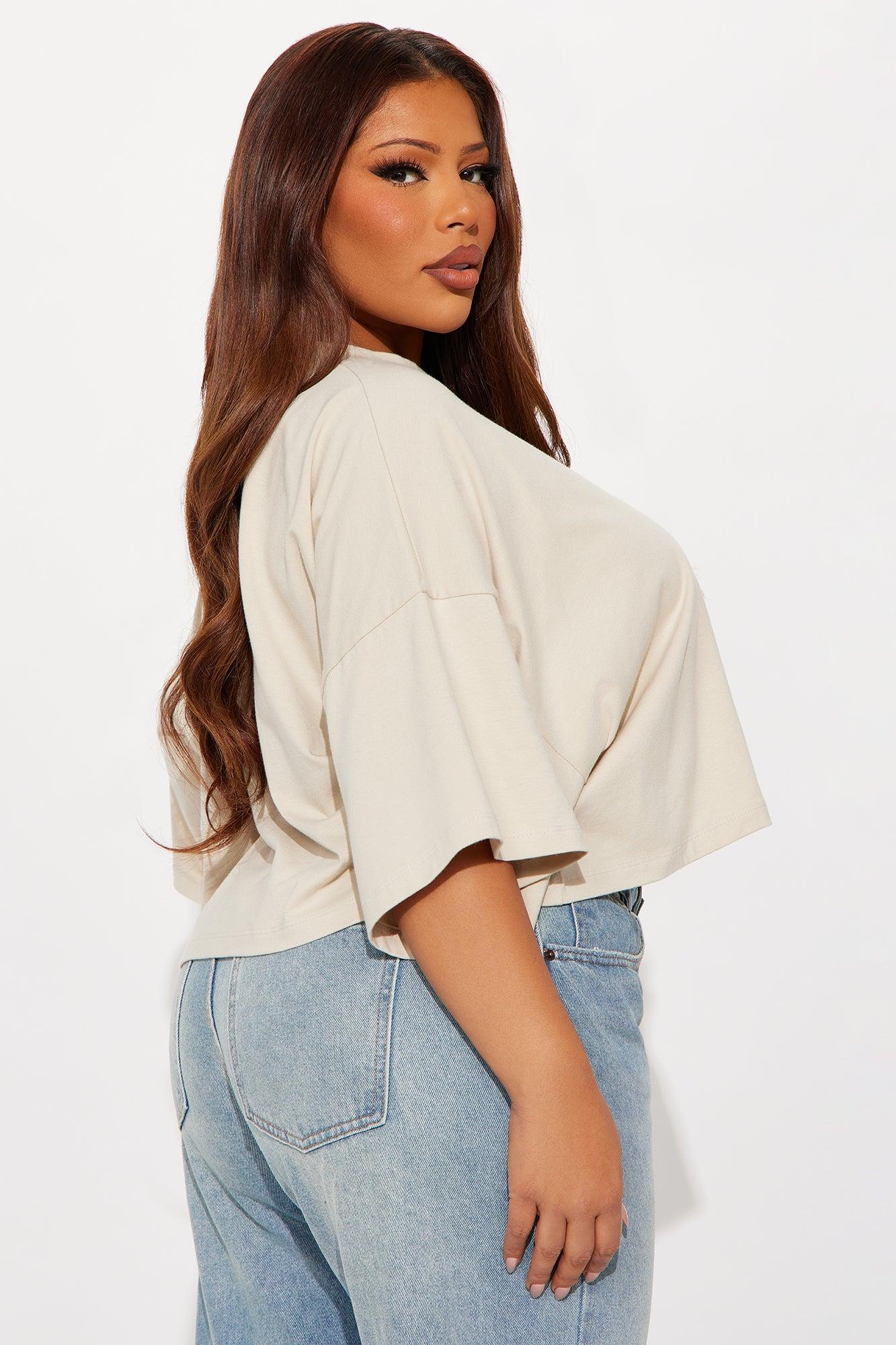 Blakely Boxy Wide Fit Short Sleeve Tshirt - Cream Female Product Image