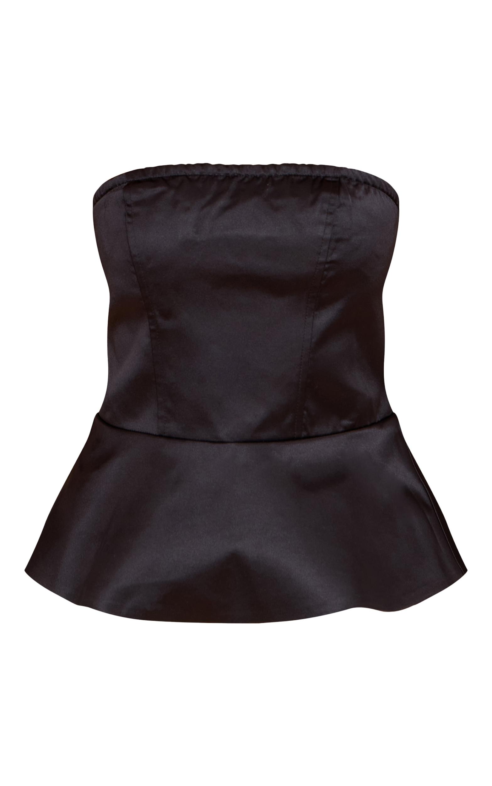 Black Satin Peplum Corset Product Image
