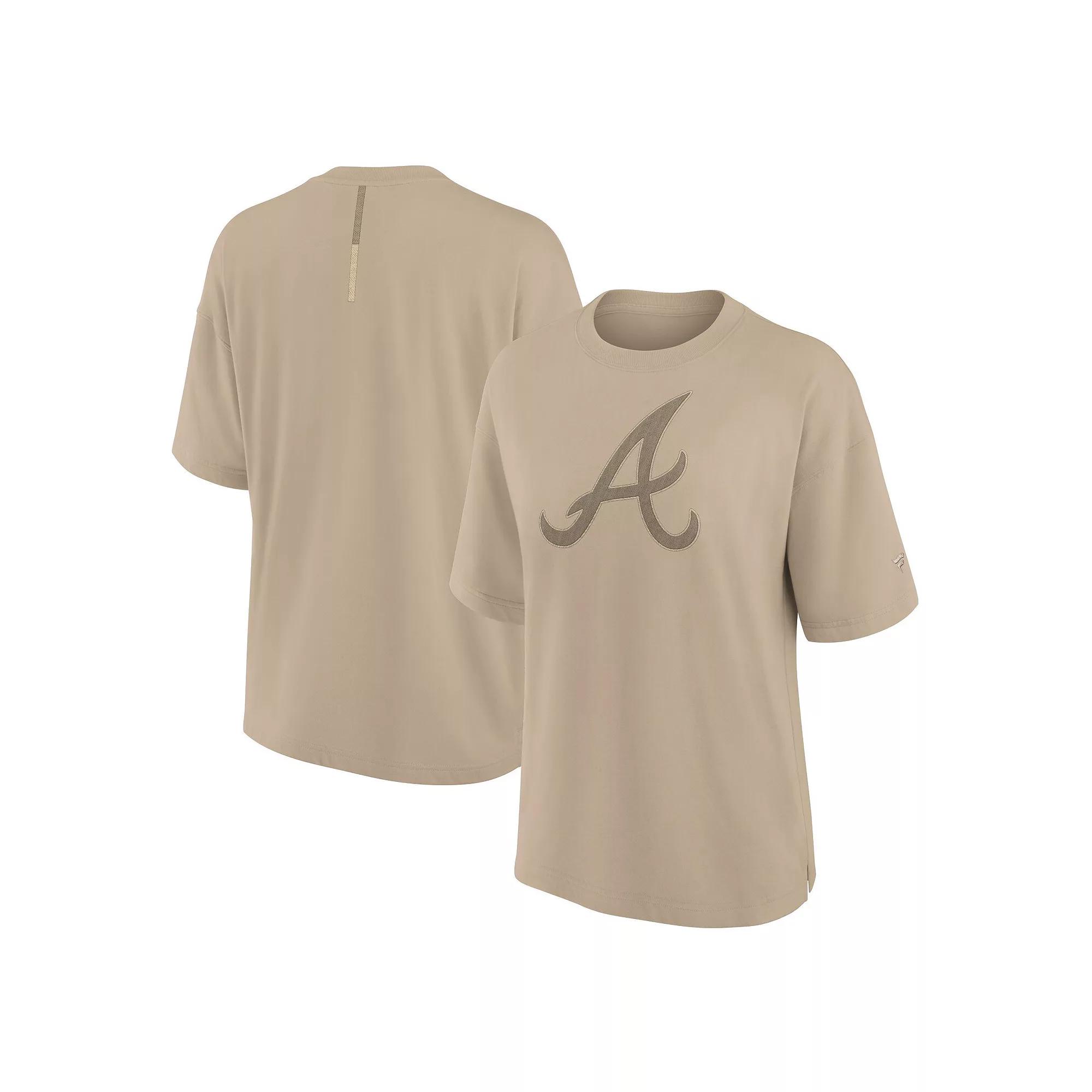 Women's Fanatics Signature Khaki Atlanta Braves Elements Oversized T-Shirt, Size: Medium, Beig K Product Image