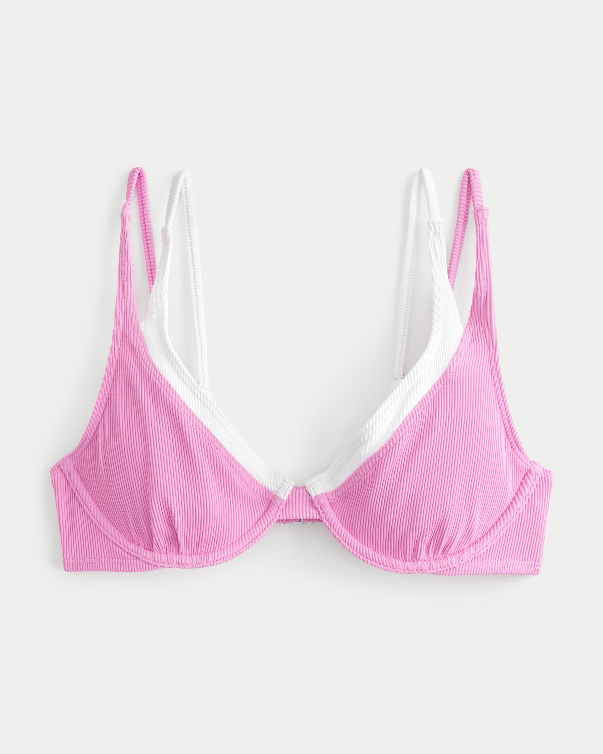 Ribbed Plunge Underwire Bikini Top Product Image