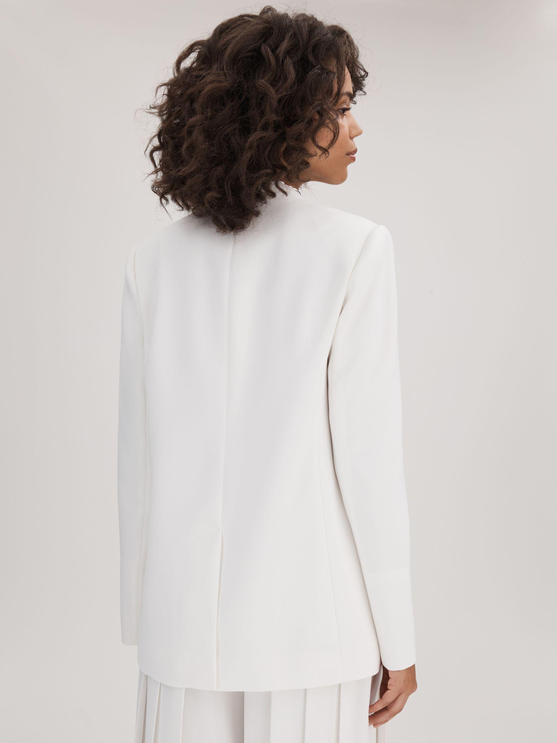 Florere Collarless Double Breasted Blazer in Ivory Product Image