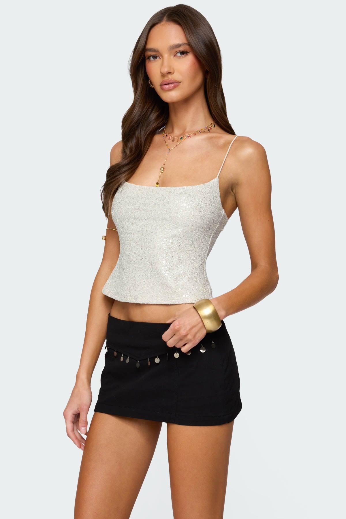 Metallic & Sequin Textured Tank Top Product Image