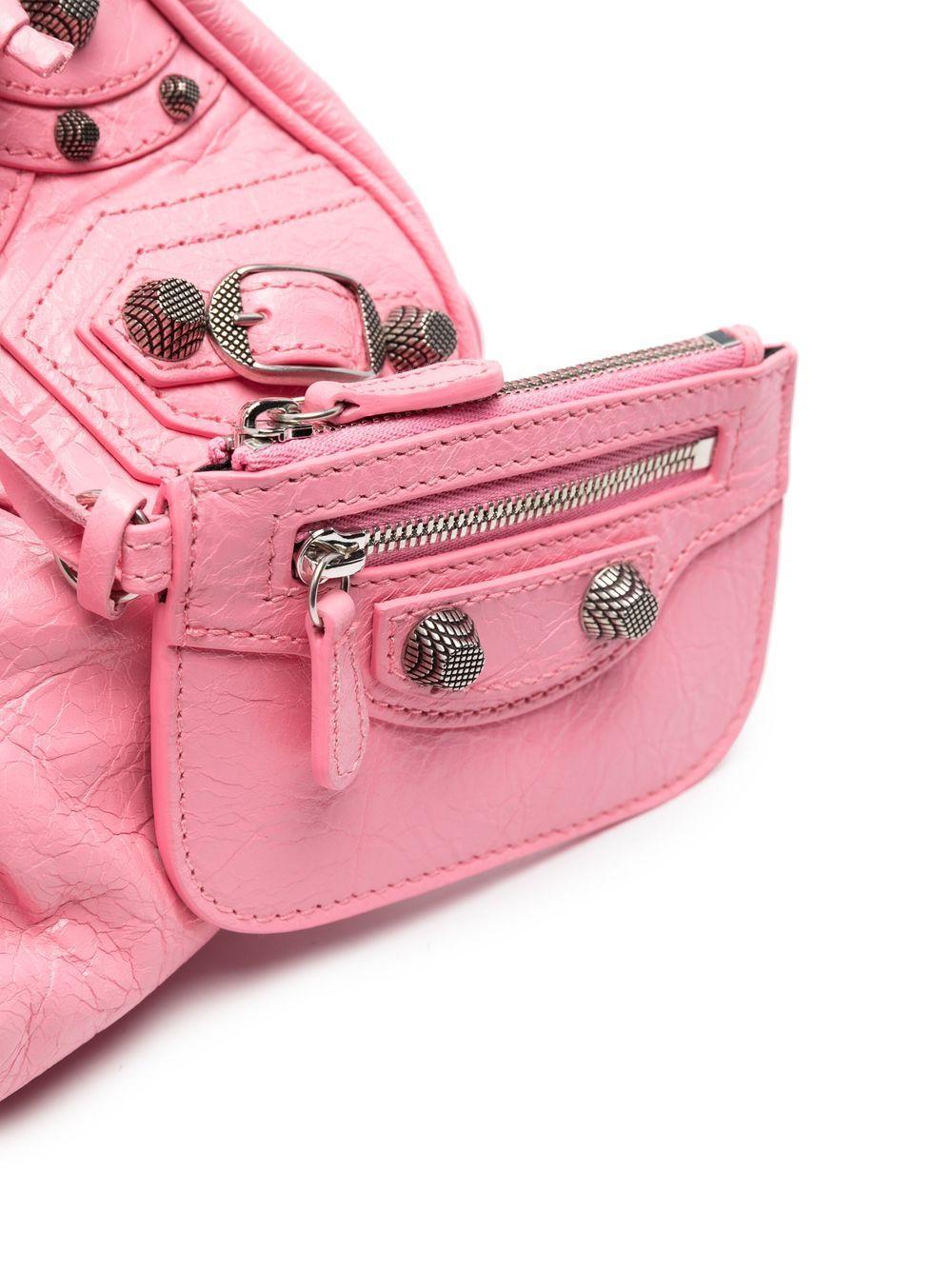 BALENCIAGA Women Pink Nappa Leather Le Cagole Xs Crossbody Bag Product Image