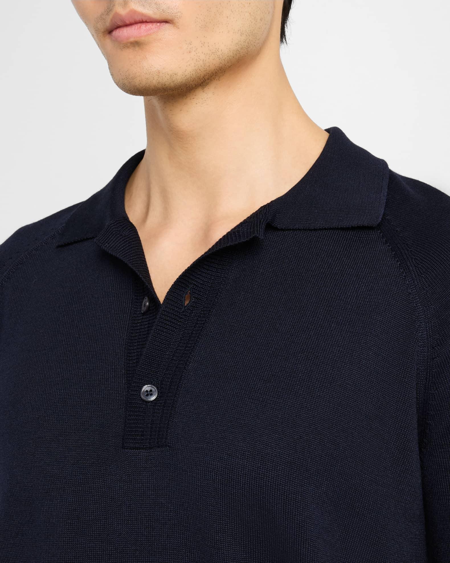 Men's Wool and Silk Raglan Knit Polo Shirt Product Image
