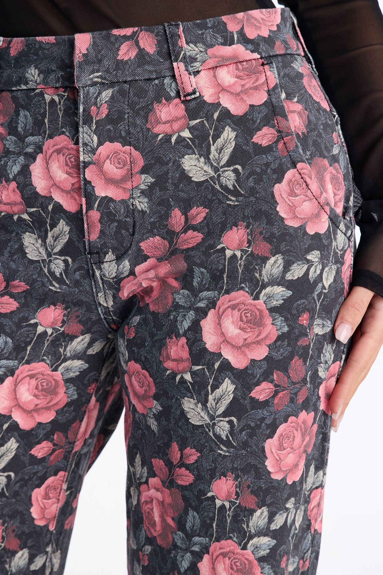 Garden Of Love Trouser Wide Leg Jeans - Black/combo Female Product Image