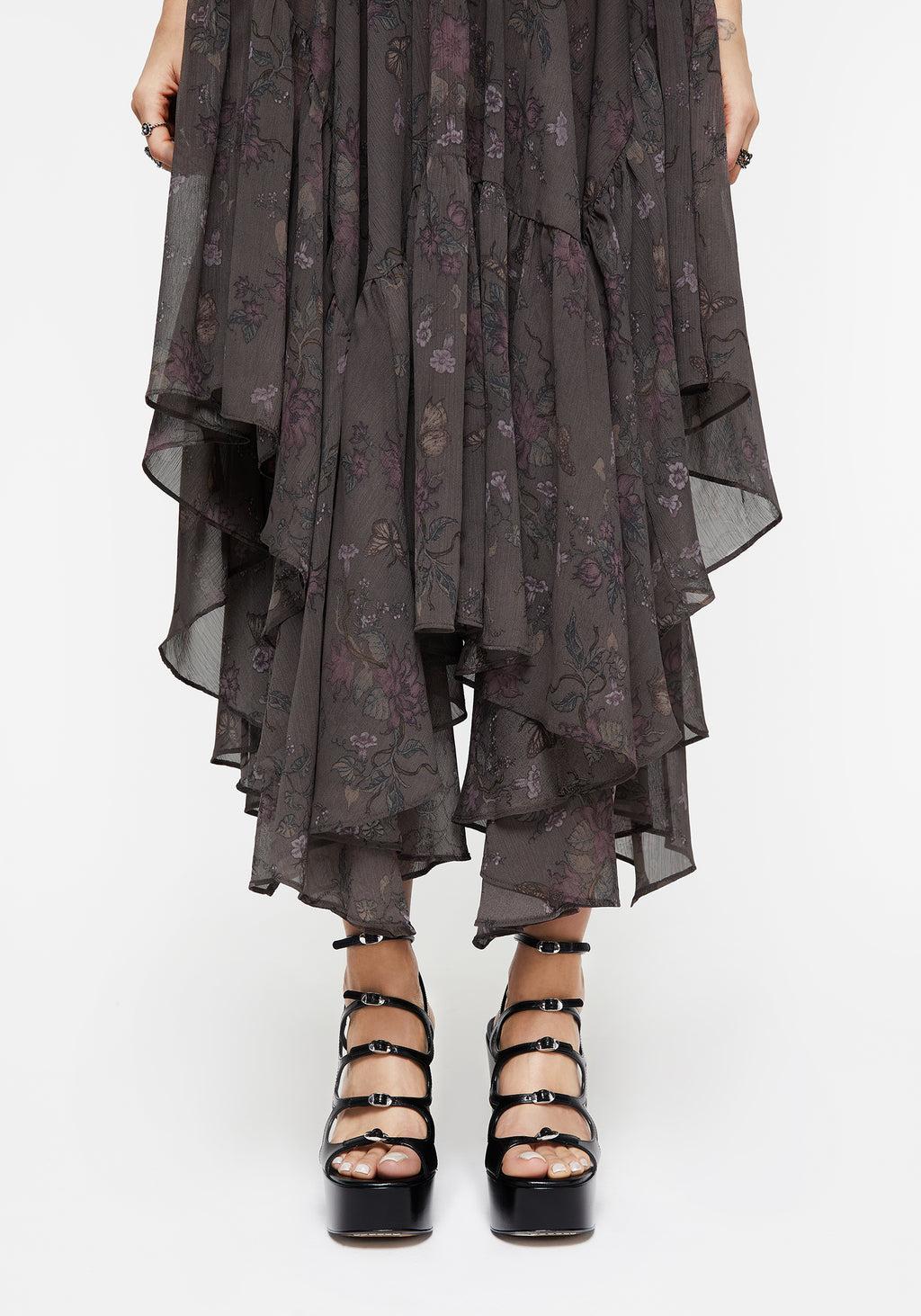 Arnora Chiffon Handkerchief Hem Midaxi Skirt Product Image