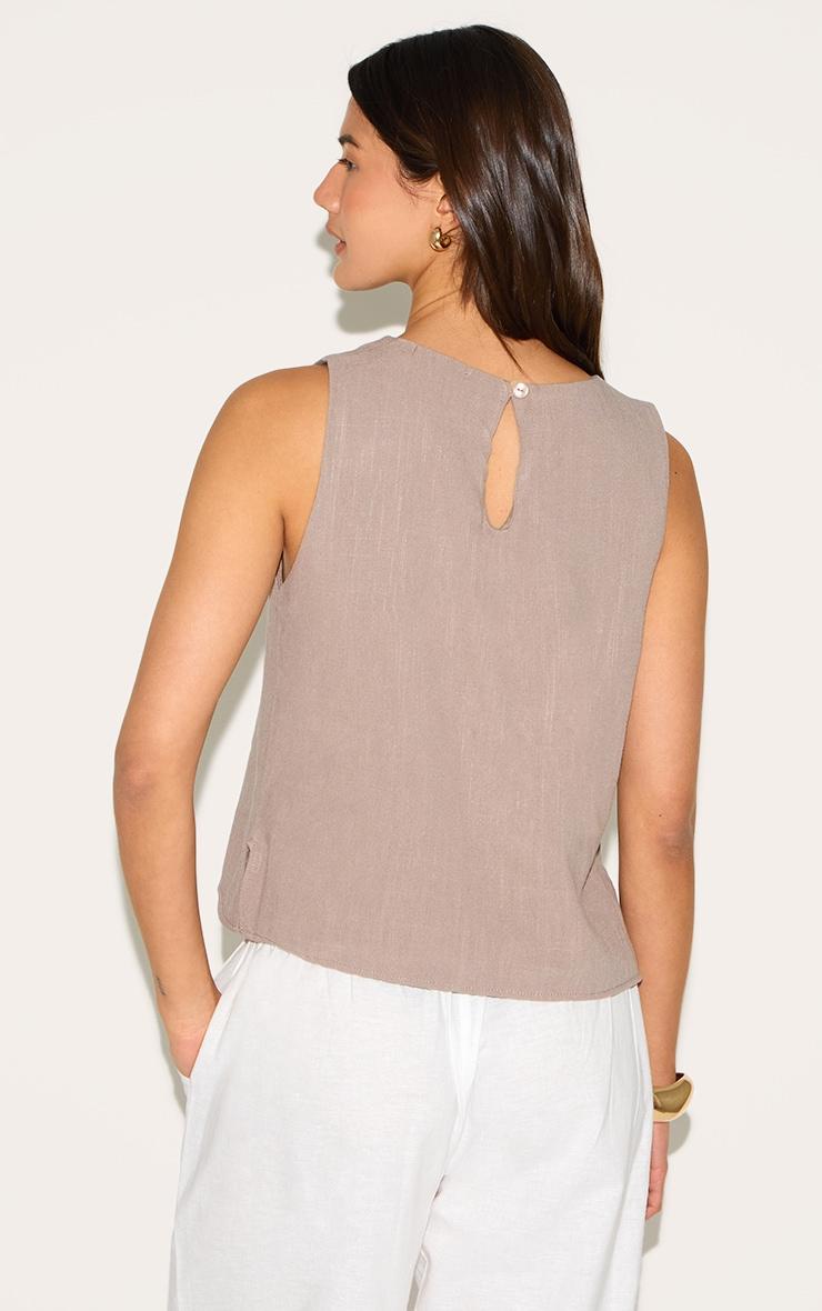 Mushroom Lightweight Woven Asymmetric Ruched Crop Top Product Image