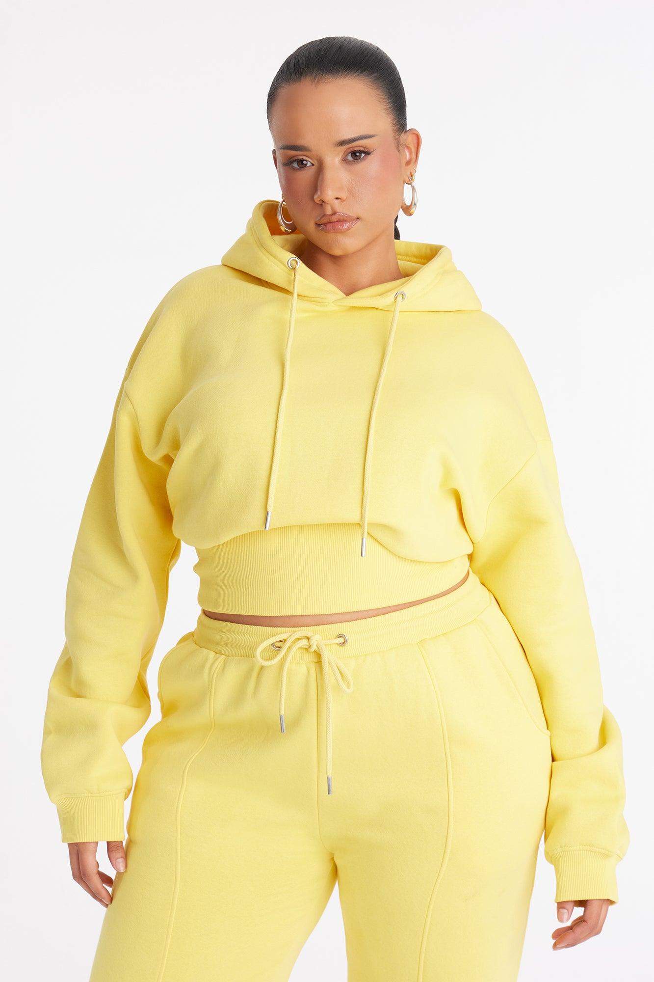 Stole My Ex Boyfriend's Cinched Waist Hoodie - Yellow Female Product Image