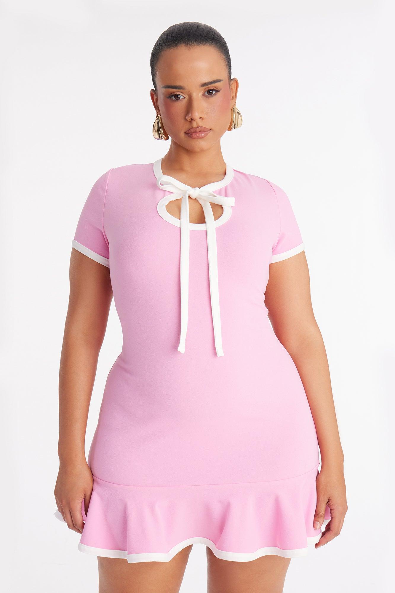 Set The Bar Short Sleeve Mini Dress - Light Pink Female Product Image