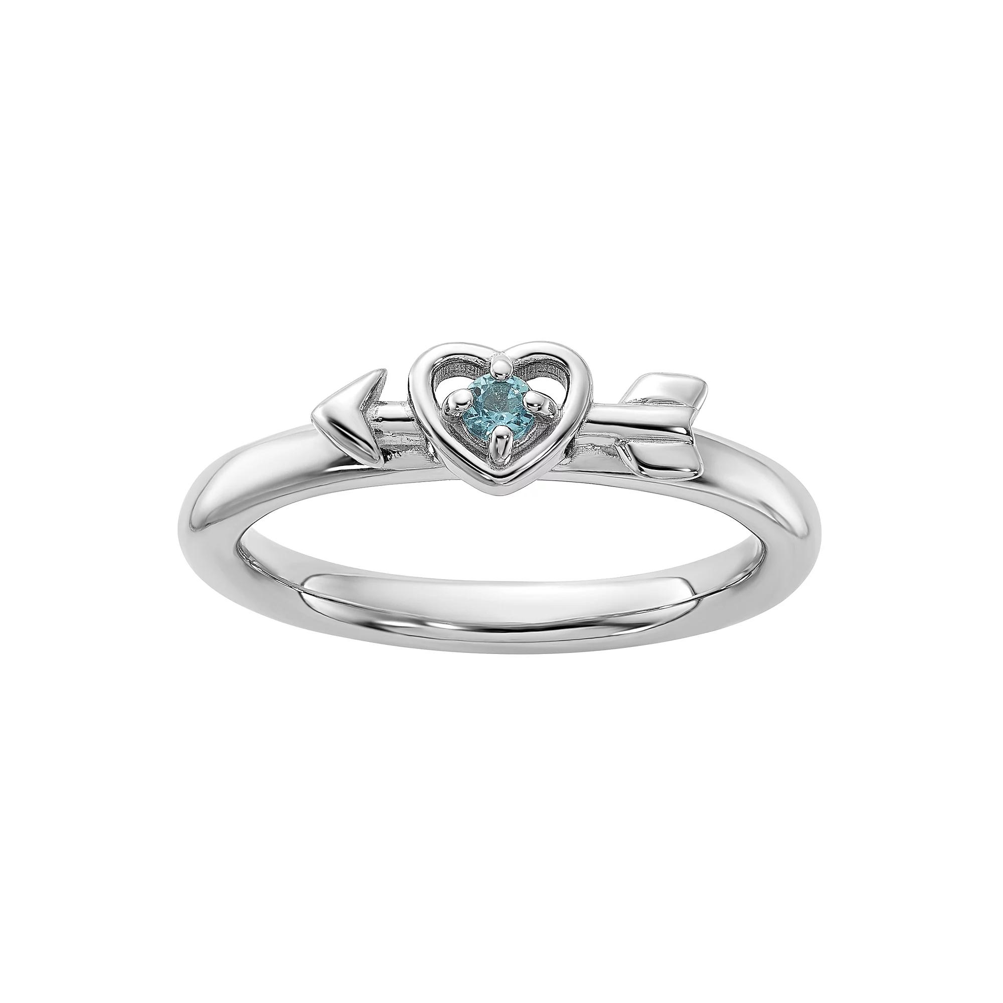 Stacks & Stones Sterling Silver Stackable Gemstone Heart with Arrow Ring, Women's, Size: 6, Citrine Product Image