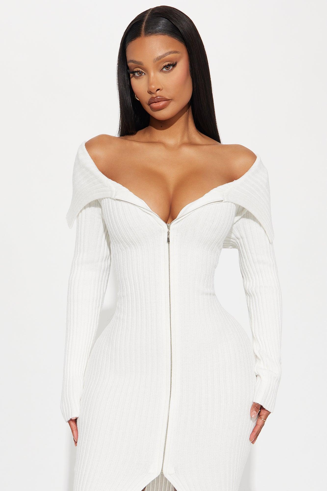 On a Mission Sweater Midi Dress - Ivory Product Image