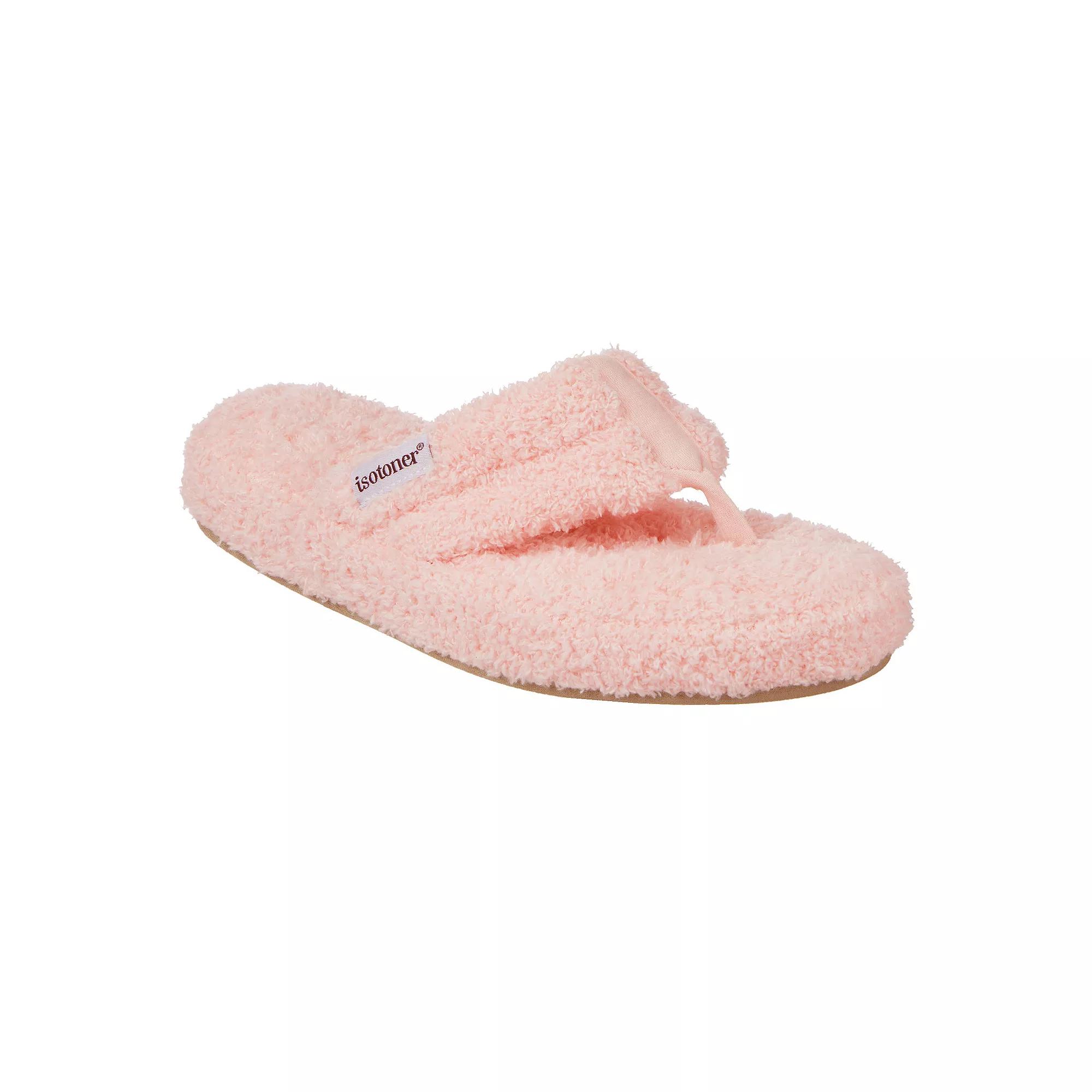 isotoner Joey Women's Soft Pile Thong Slippers, Size: Medium, Black Product Image