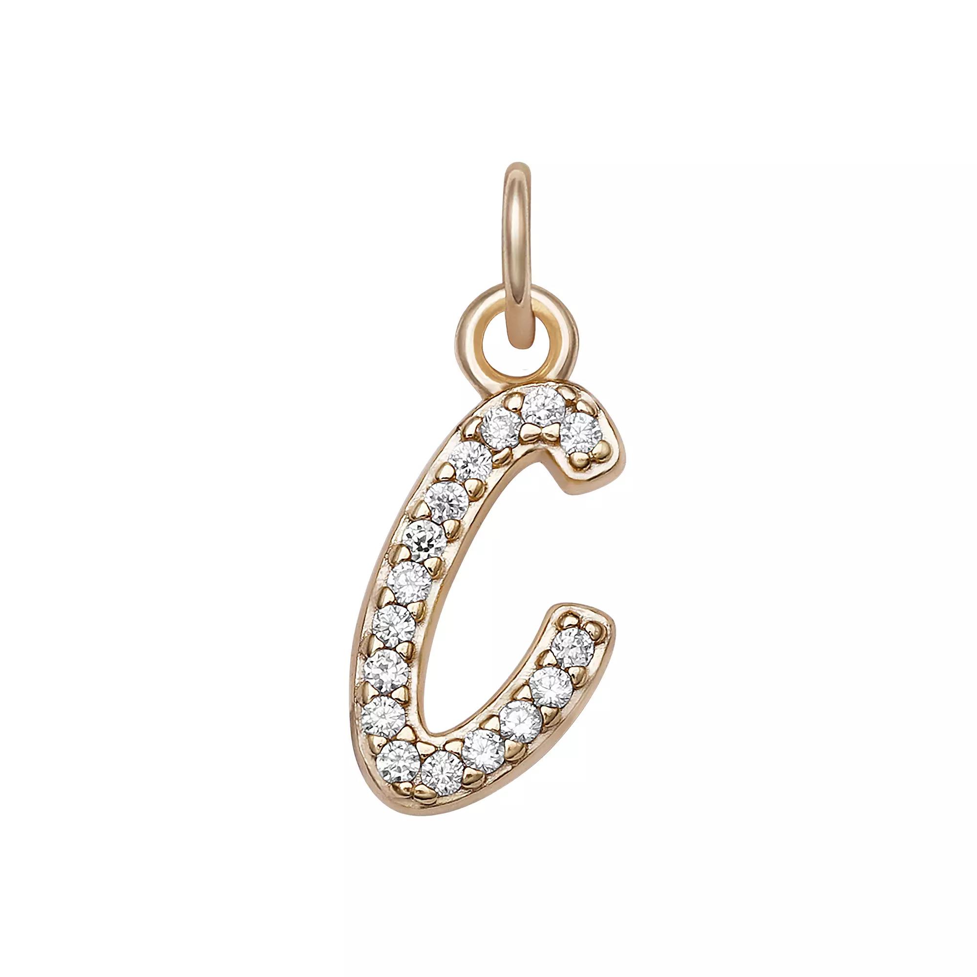 LC Lauren Conrad Sterling Silver Cubic Zirconia Initial Charm, Womens, Gold Tone O Product Image