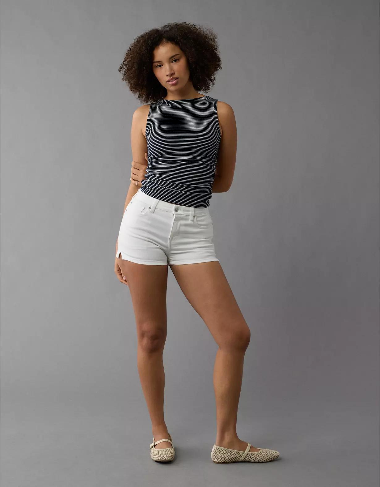 AE Next Level Curvy High-Waisted Denim Short Short Product Image