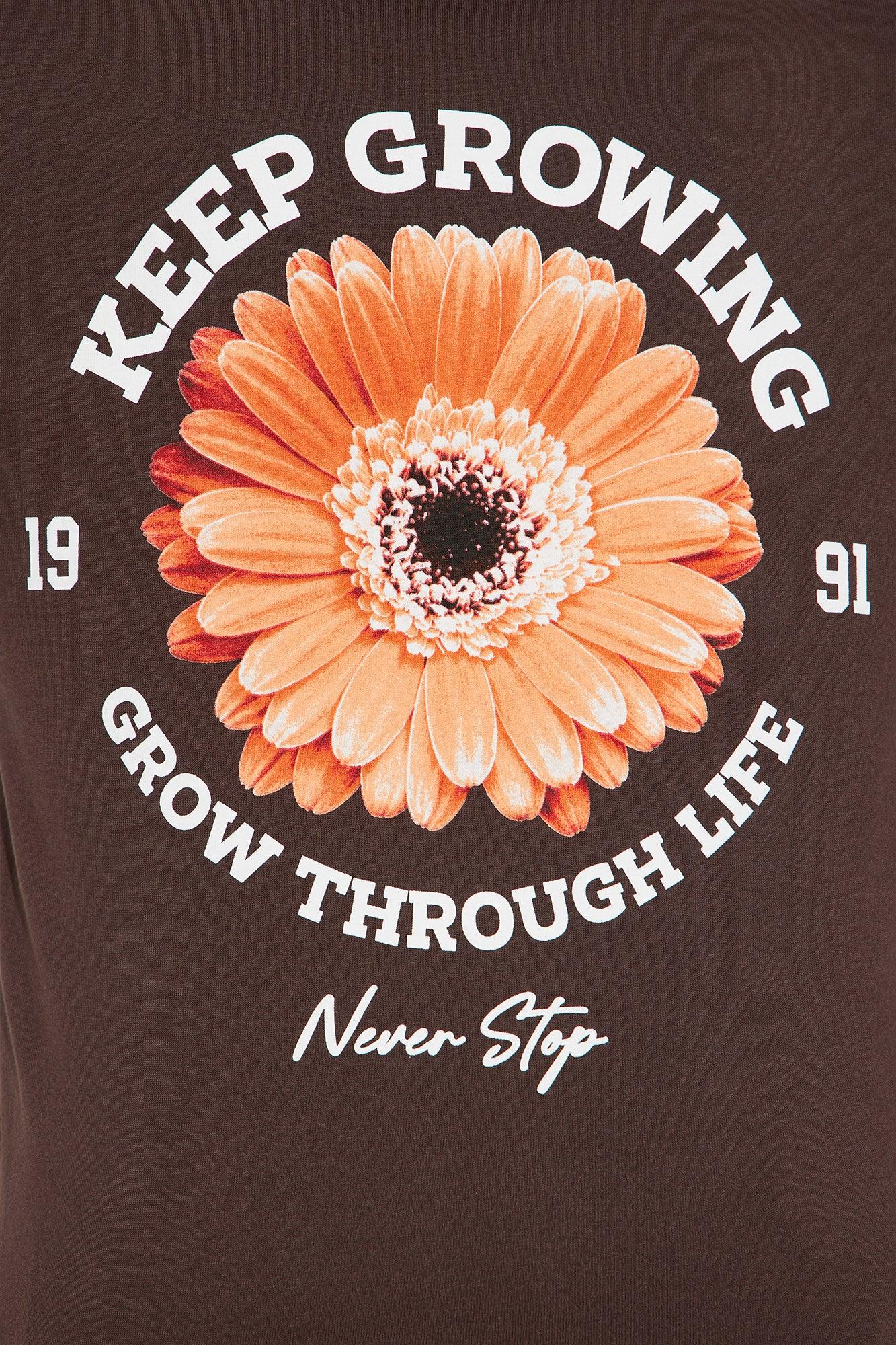 Keep Growing Vintage Washed Tee - Brown Female Product Image