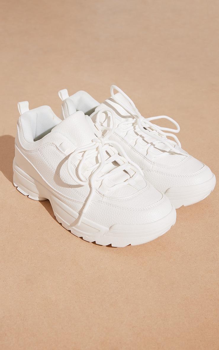 White Chunky Cleated Sole Sneakers Product Image