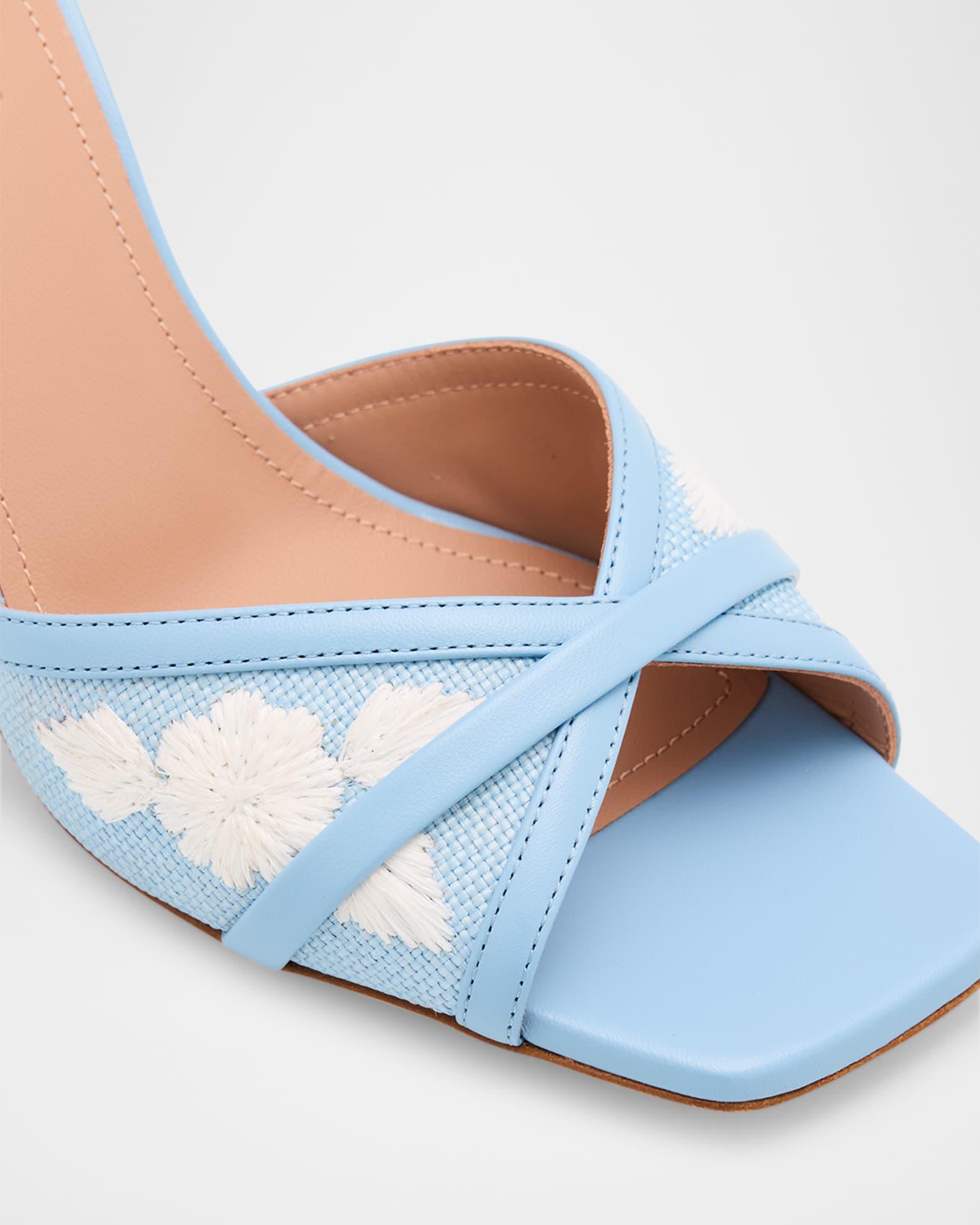 Perla Raffia Leather Stiletto Slide Sandals Product Image