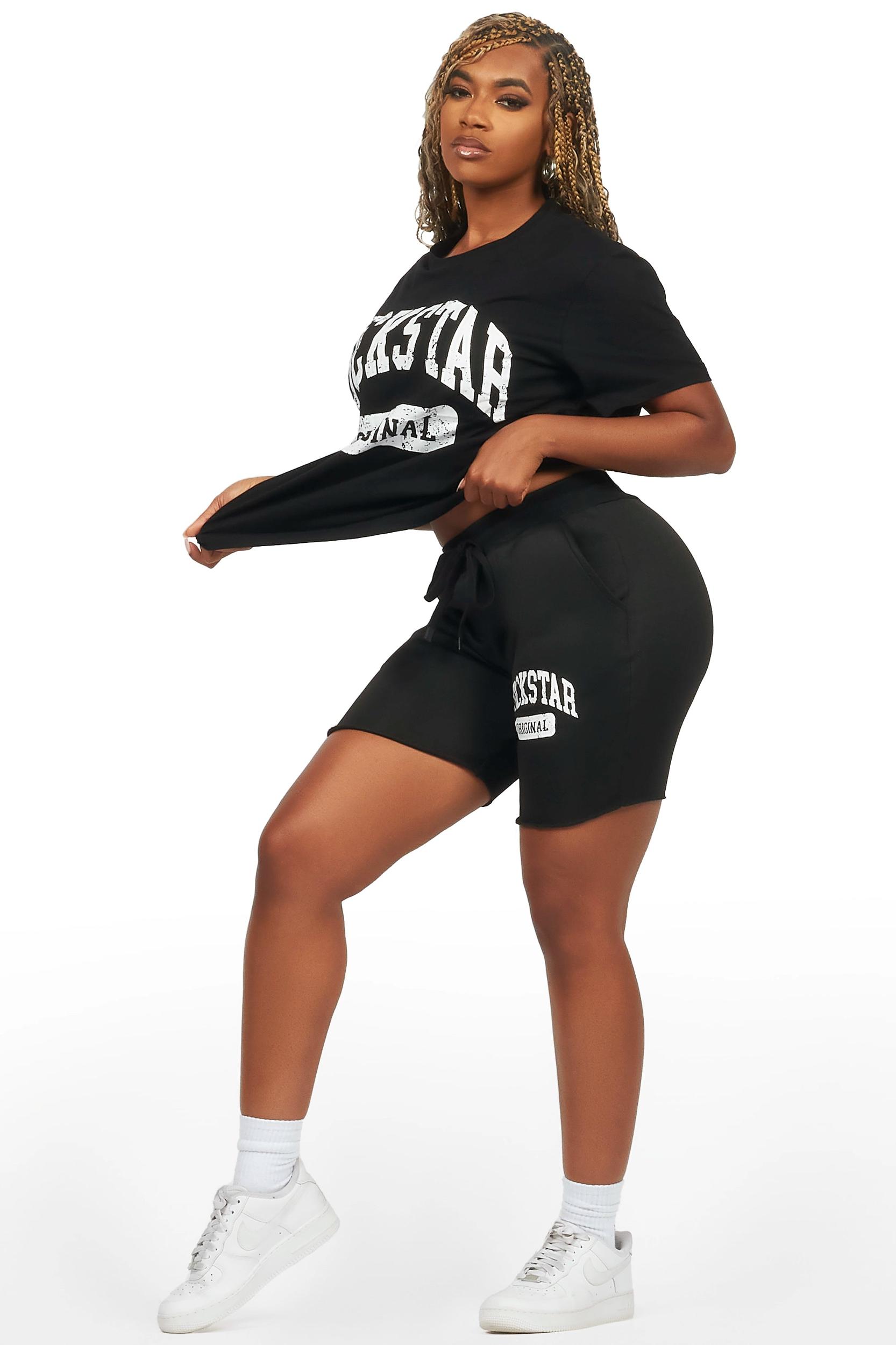Javonuna Black T-Shirt Short Set Female Product Image