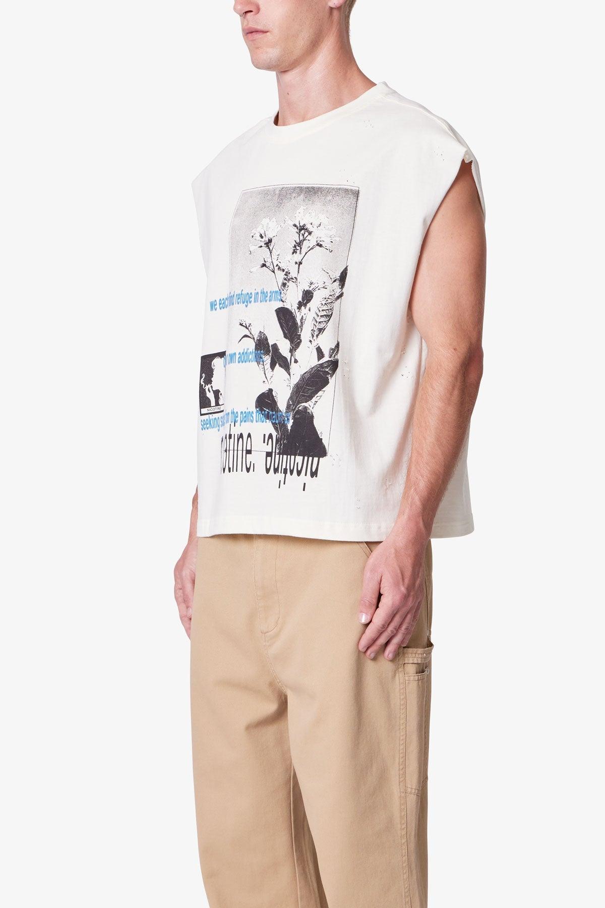 Distressed Sleeveless Tank - Antique White Product Image