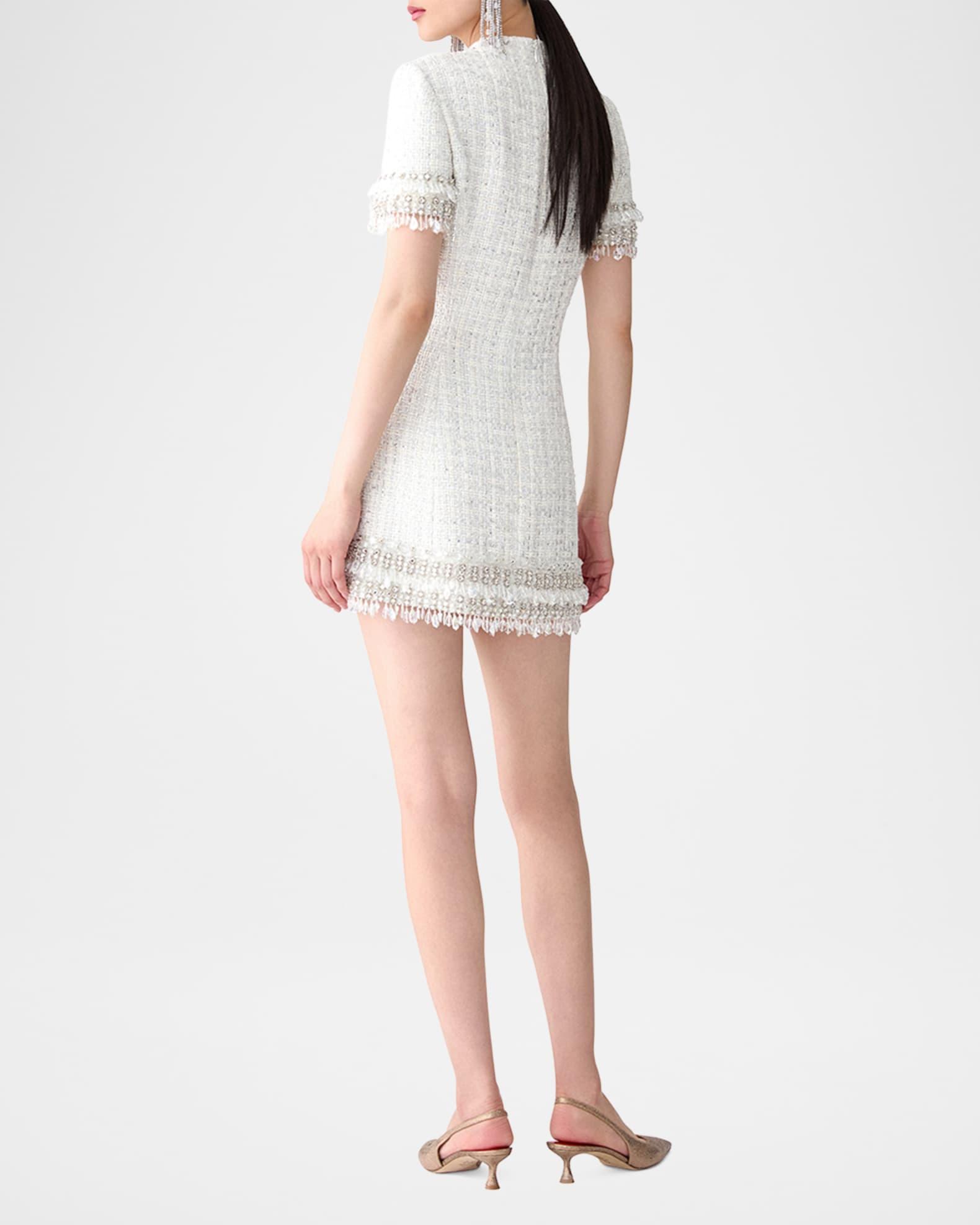 Embellished Tweed Mock-Neck Mini Dress Product Image