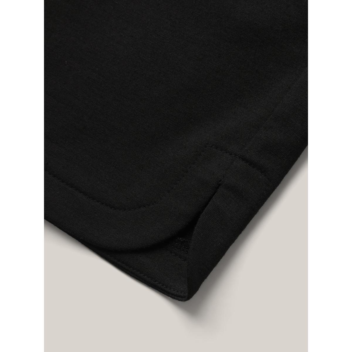 Plus Size Drawstring Slit Supersoft Pull-On Shorts Women Black Leisure Drawstring Loose Casual Shorts BloomChic 18-20/2X Product Image