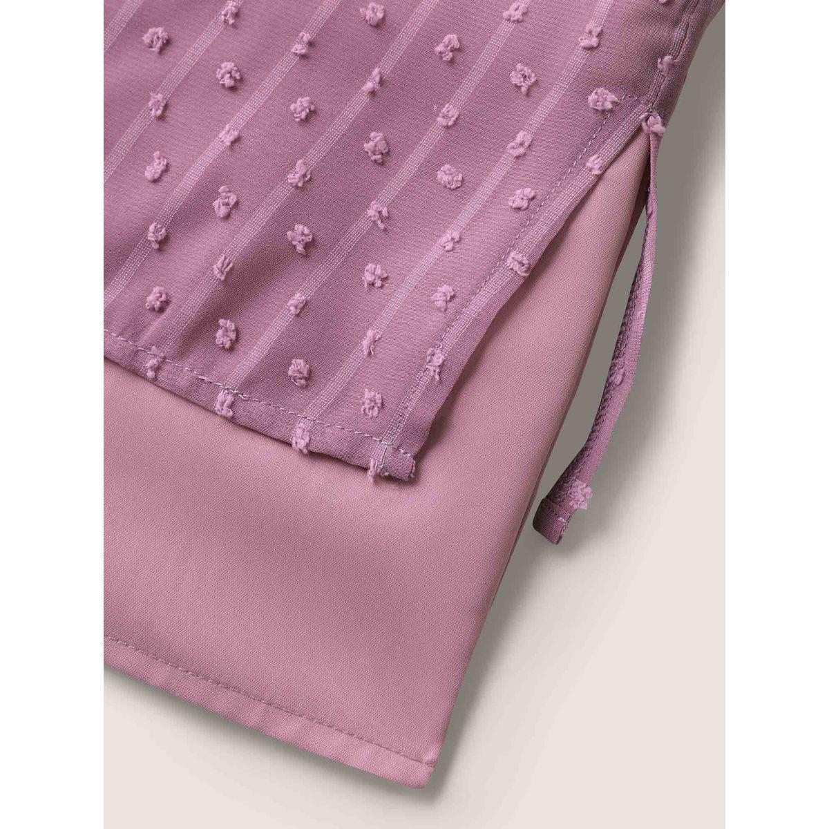 Plus Size Lilac Layered Design Petal Sleeve Textured Blouse Women Elbow-length sleeve Round Neck Everyday-Elegant Blouses BloomChic 26/4X Product Image