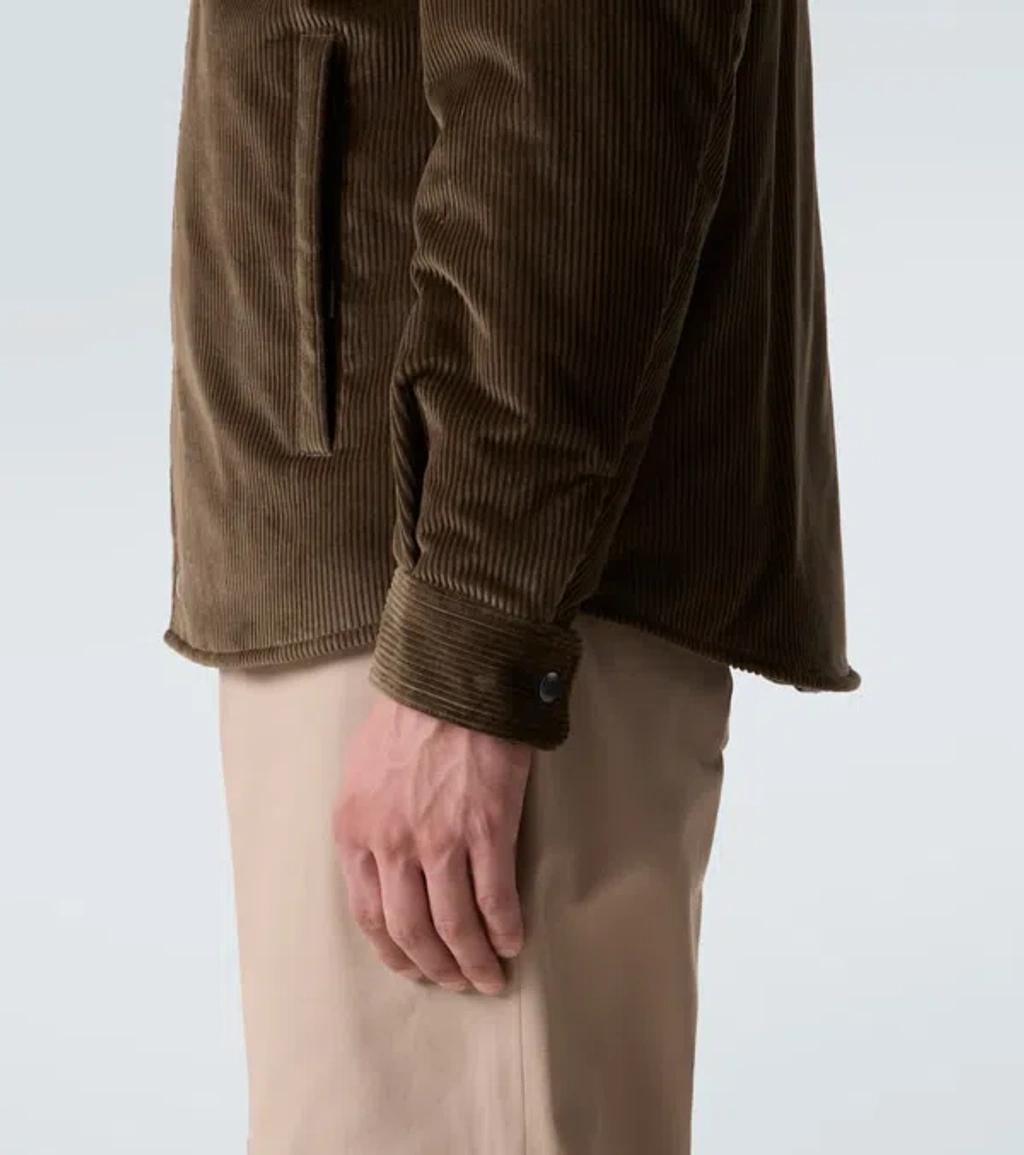 MONCLER Cozy Jacket With Chest Pockets And Corduroy Collar In Brown Product Image