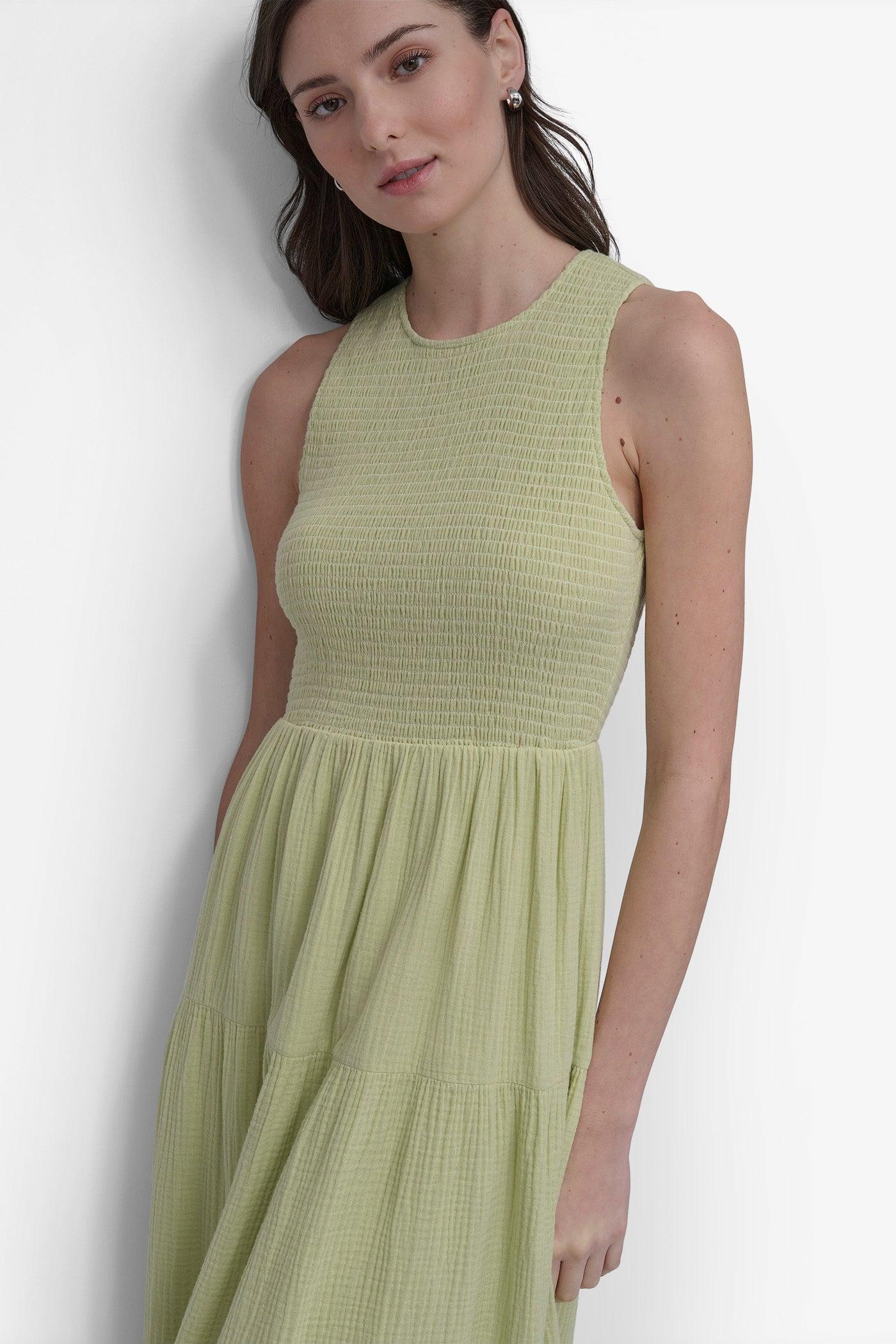 GAUZE TIERED SMOCKED DRESS Product Image