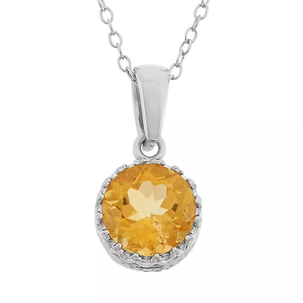 Tiara Citrine terling Silver Pendant Necklace, Women's, Size: 18", Yellow Product Image