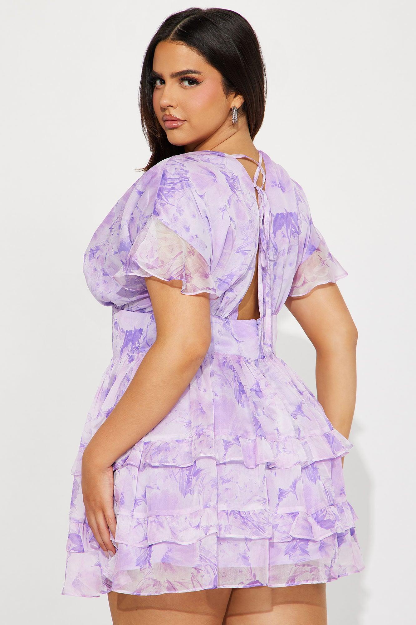 Sierra Chiffon Mini Dress - Lavender Product Image