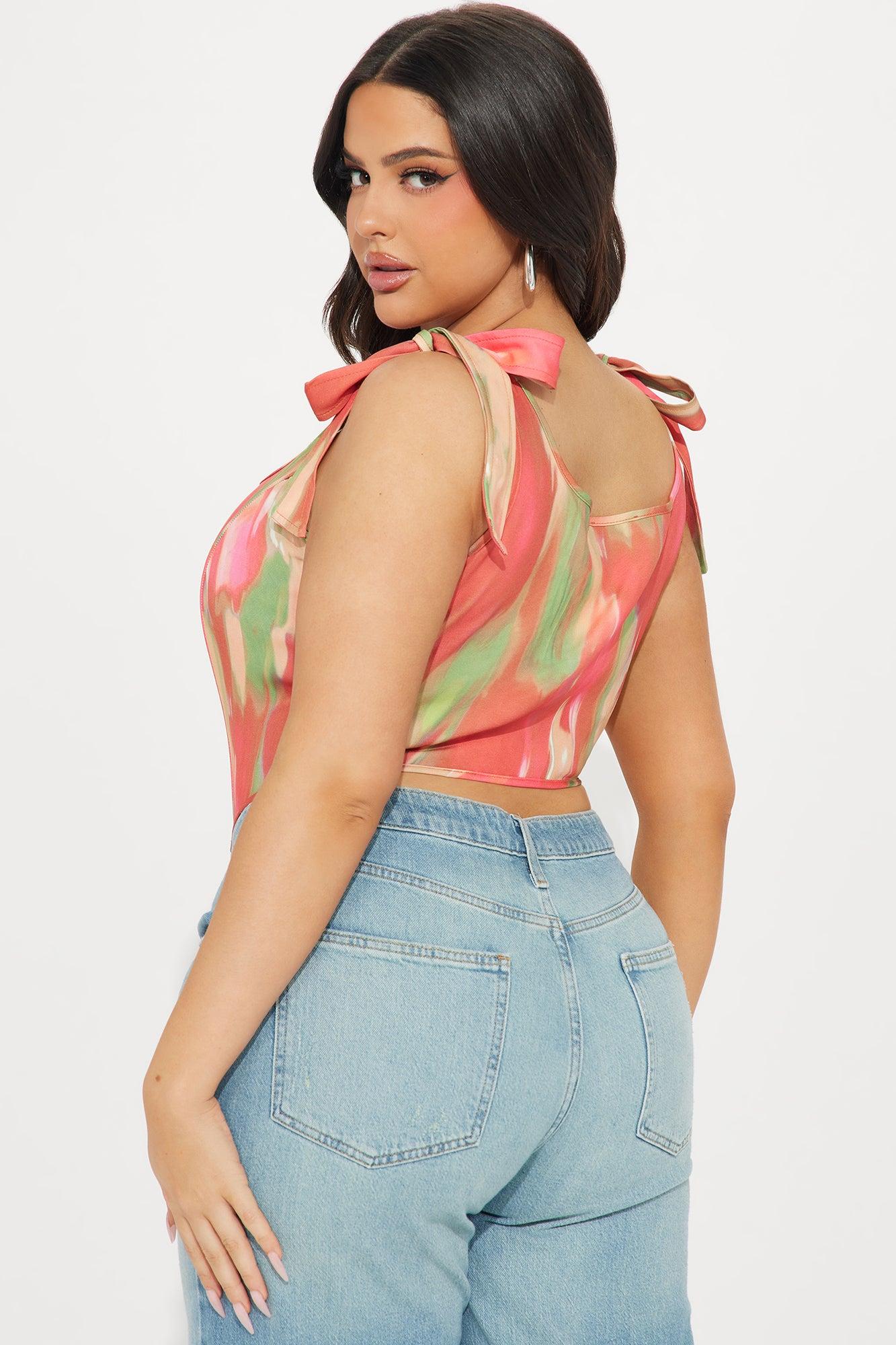 Summer Sunset Corset Top - Orange/combo Product Image