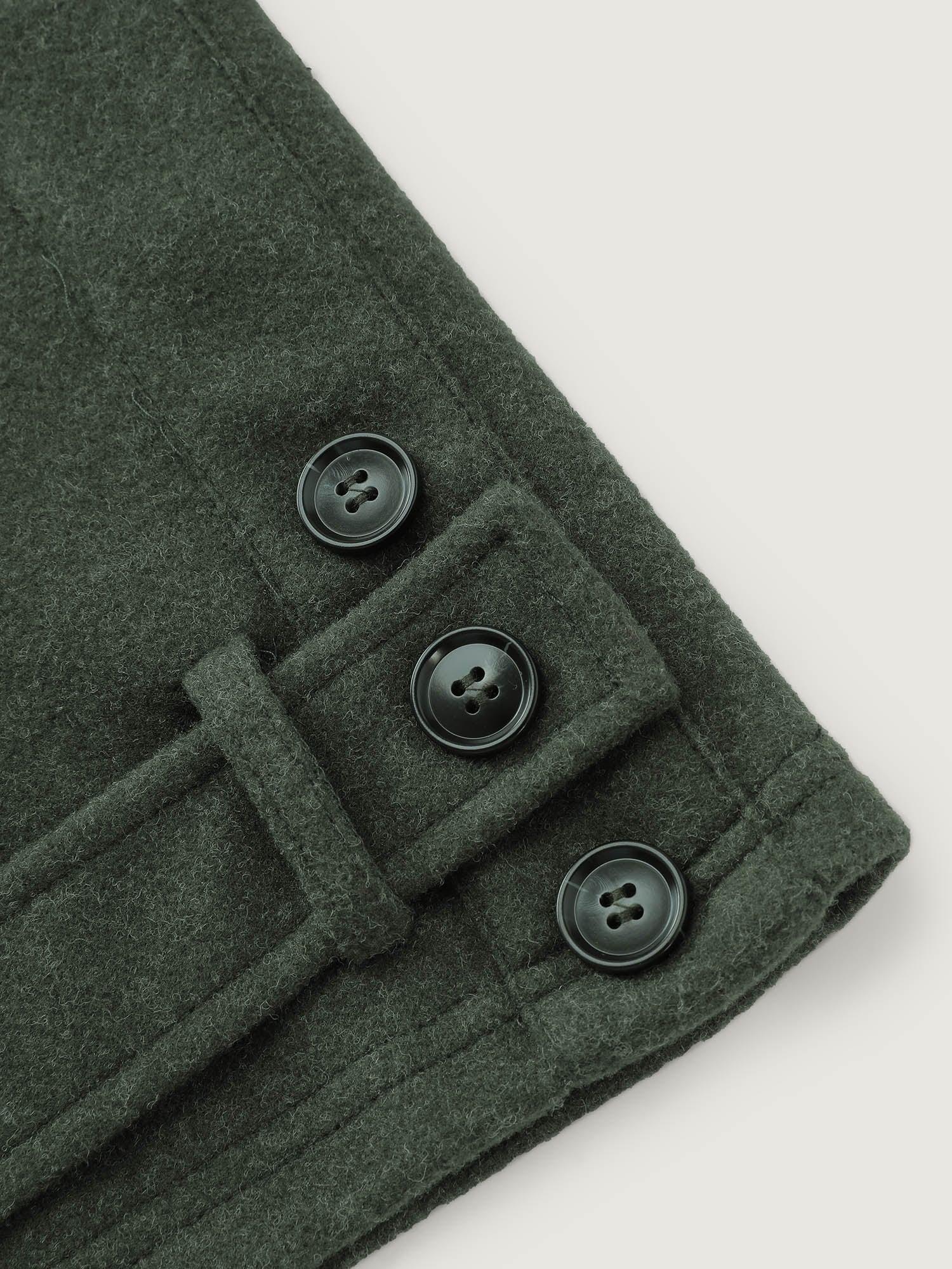 Rolled Button Sleeve Pockets Coat Female Product Image